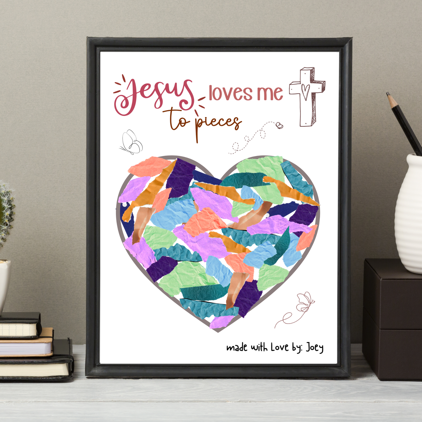 Jesus Loves Me to Pieces Christian Craft Printable, DIY Valentine’s Day Art