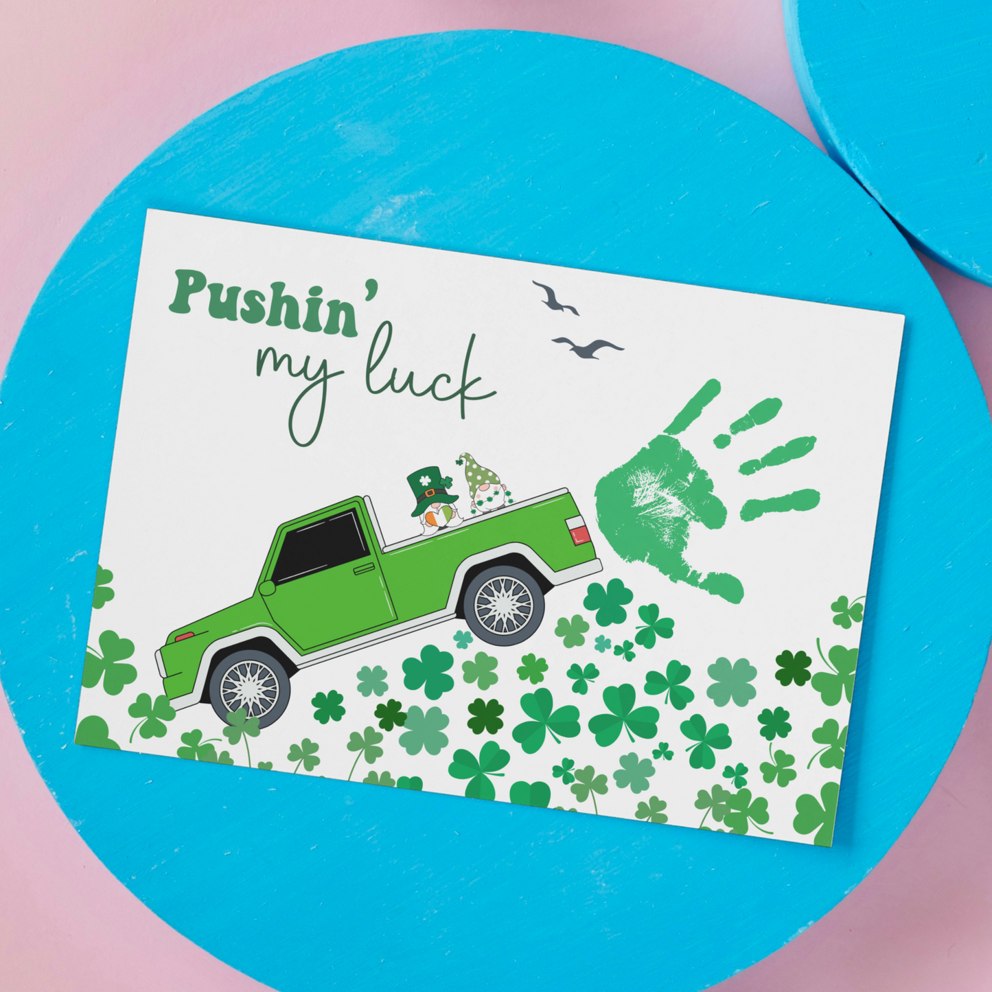 St Patricks Day Clover Handprint Craft Printable Gift DIY March Shamrock Art Keepsake for Kids