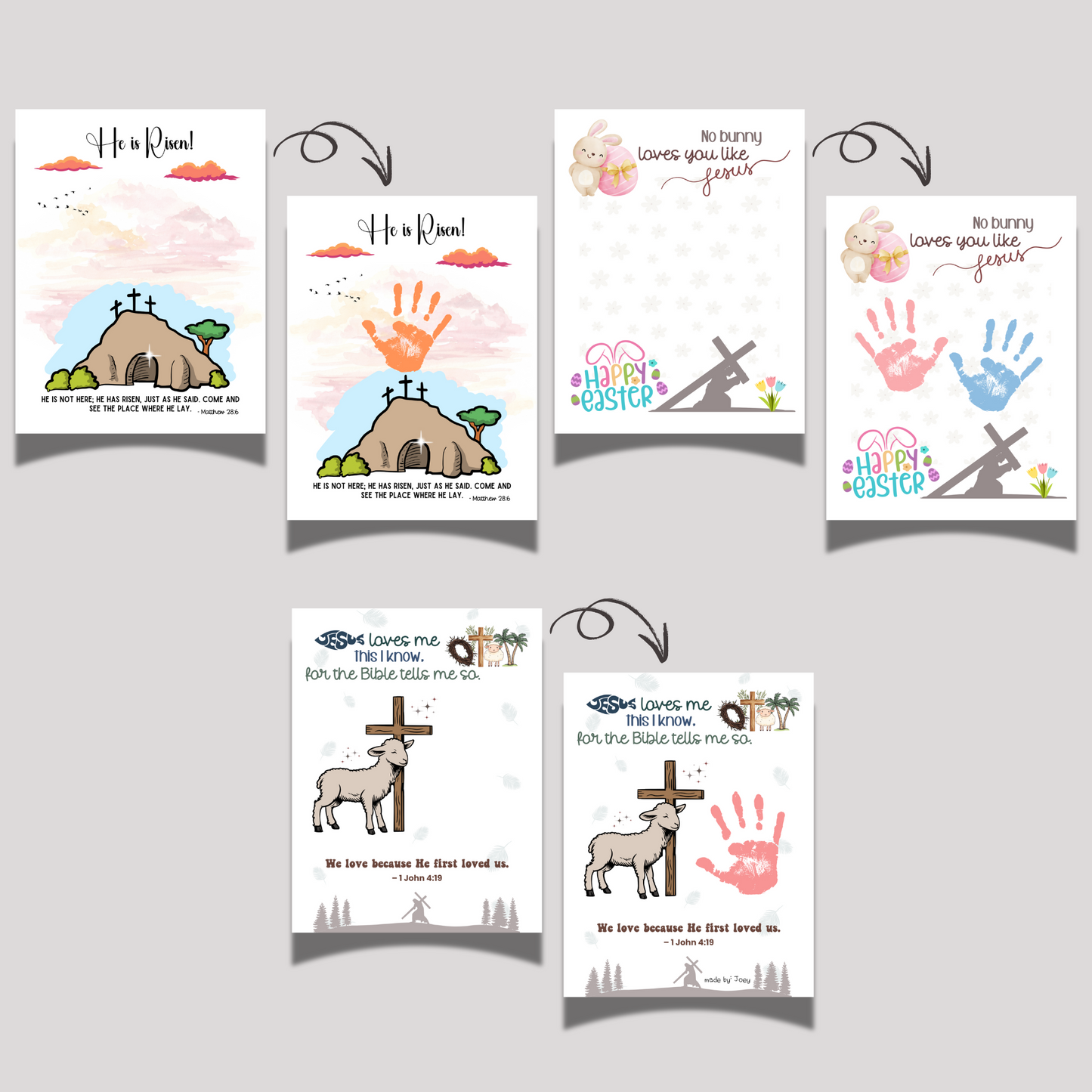 Religious Easter Crafts Printable, DIY Christian Keepsake Art for Kids