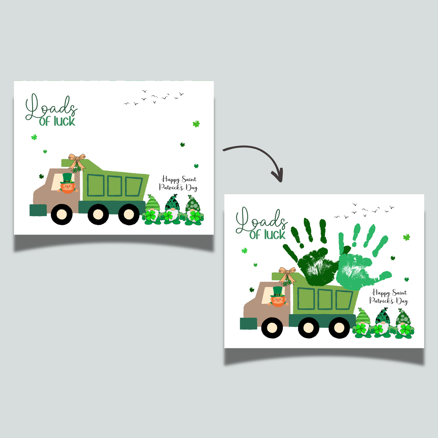 St Patricks Day Leprechaun Gnome Handprint Craft Printable Gift DIY March Art Keepsake for Kids