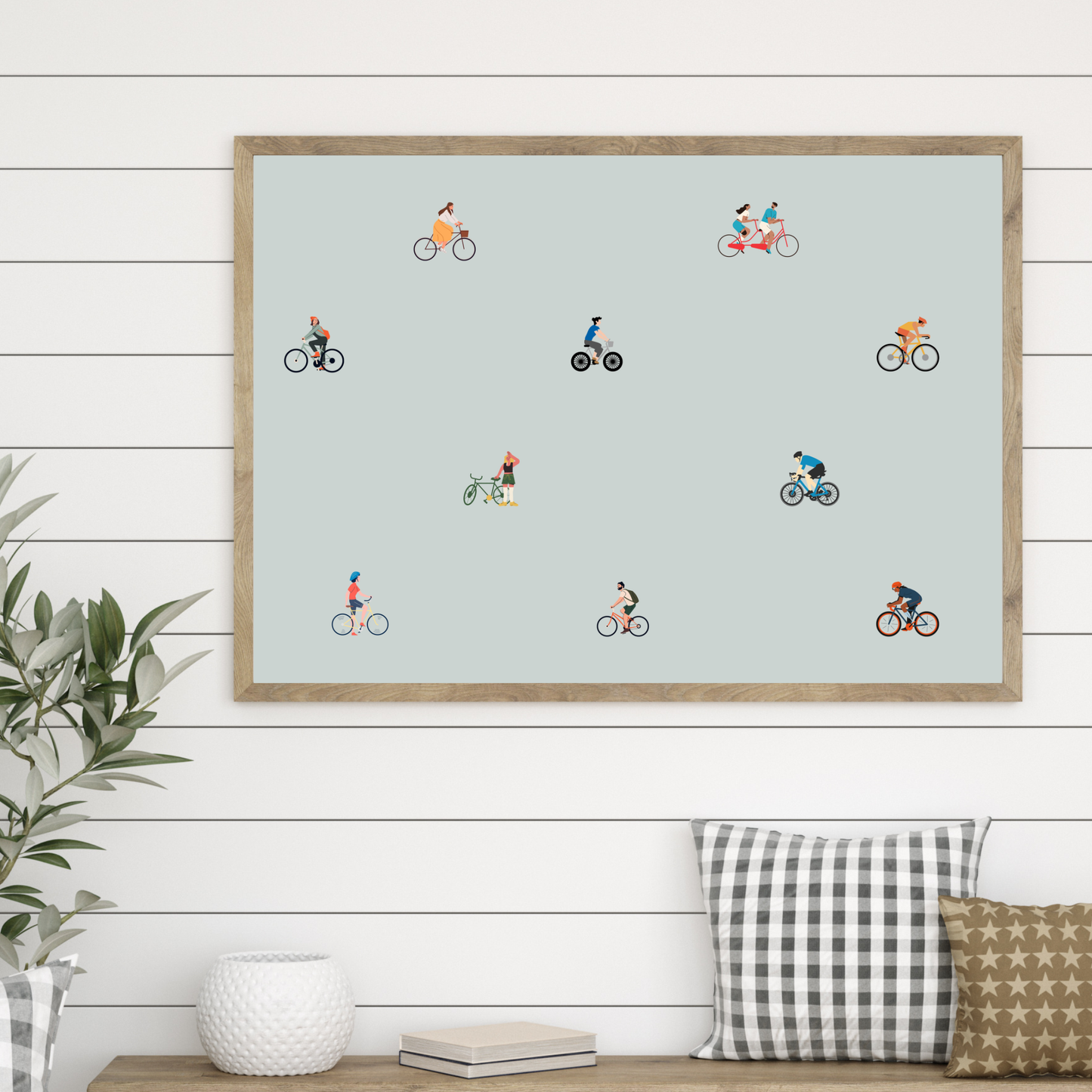 Custom Tiny Bicyclists Print Art Gift for Bike Rider
