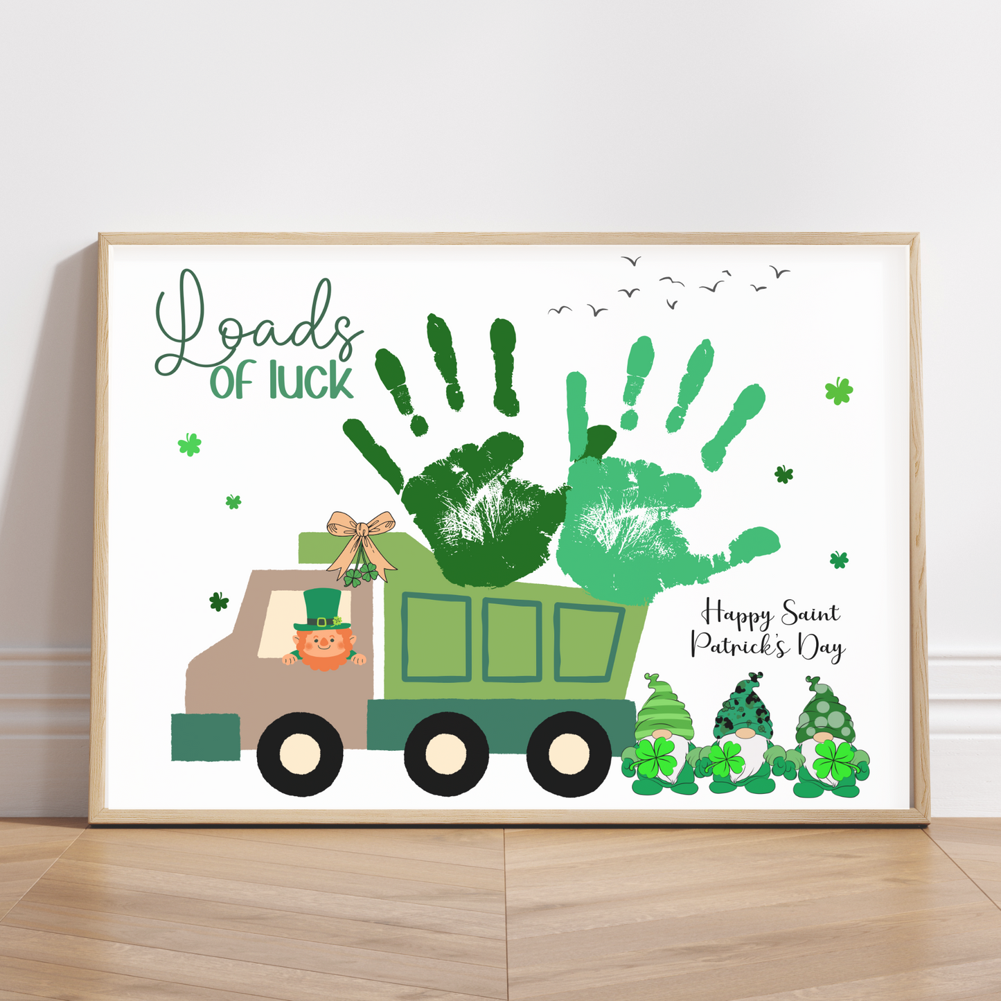 St Patricks Day Leprechaun Gnome Handprint Craft Printable Gift DIY March Art Keepsake for Kids