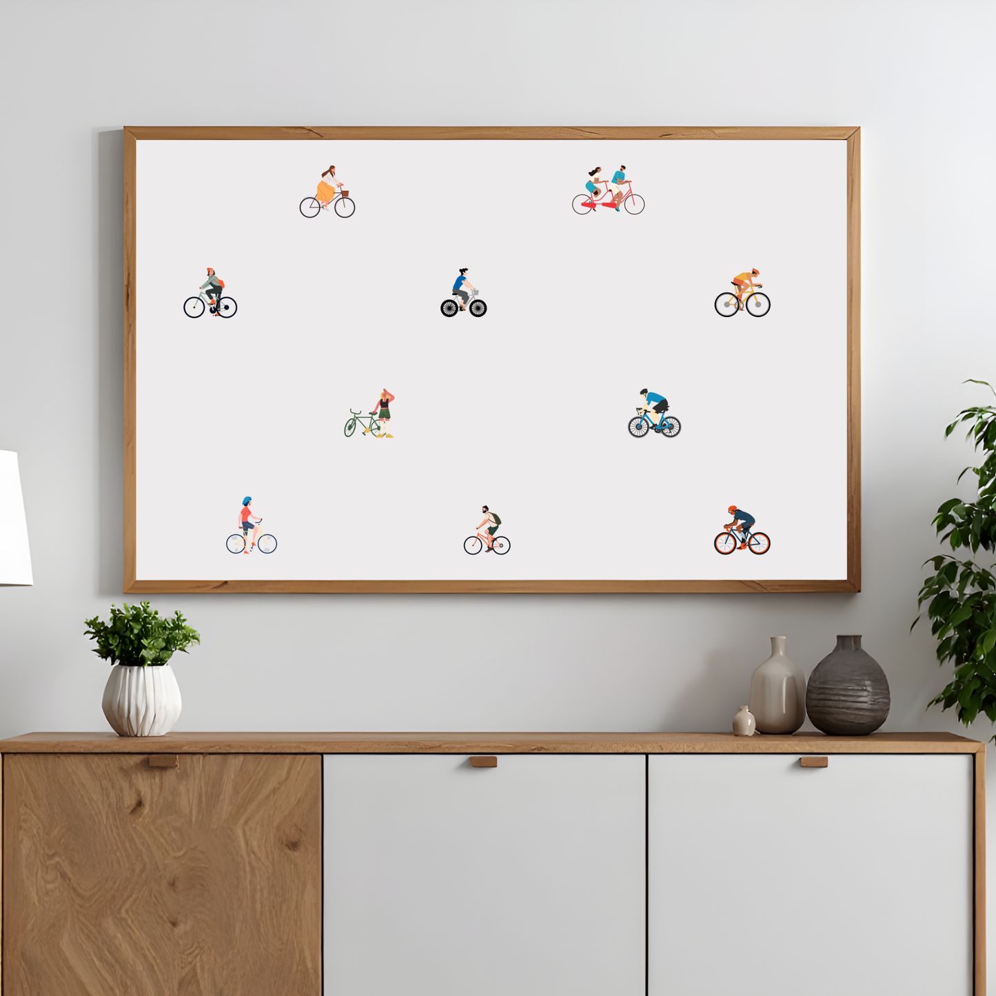 Custom Tiny Bicyclists Print Art Gift for Bike Rider
