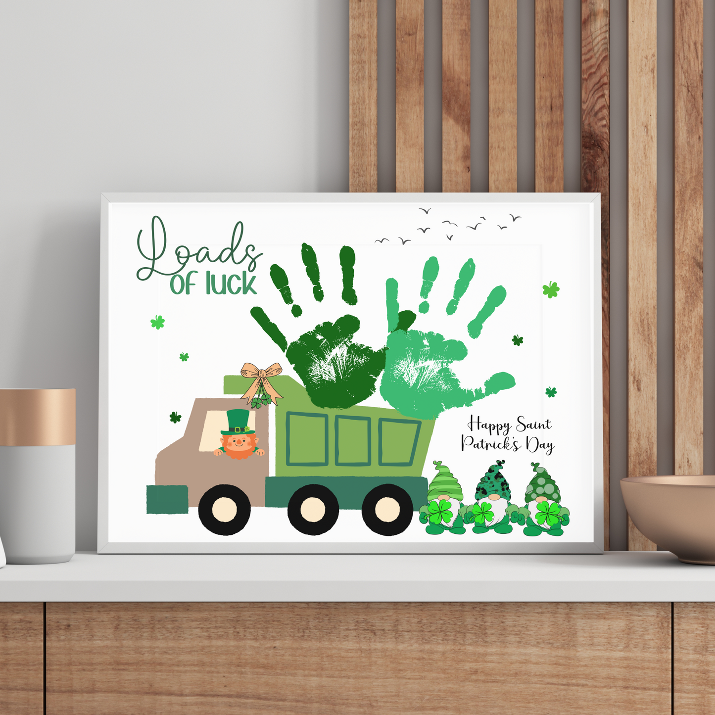 St Patricks Day Leprechaun Gnome Handprint Craft Printable Gift DIY March Art Keepsake for Kids
