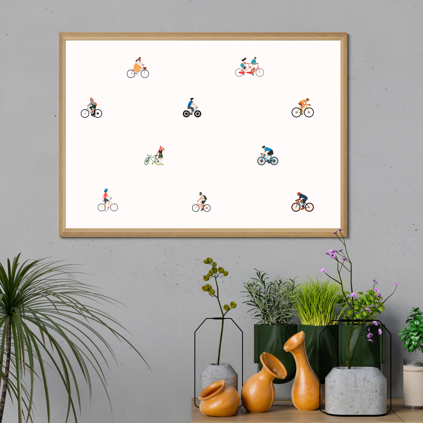 Custom Tiny Bicyclists Print Art Gift for Bike Rider