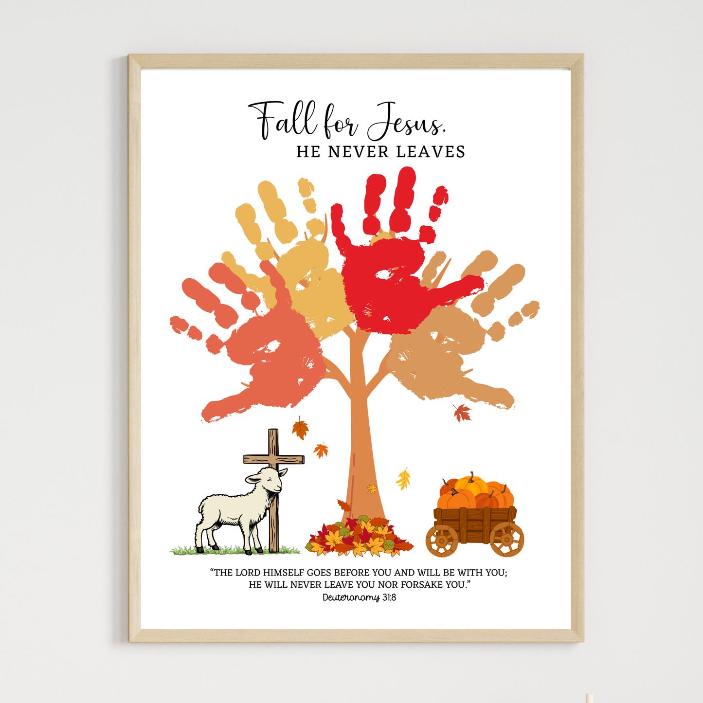 Fall For Jesus Christian Handprint Craft Art Printable for Kids