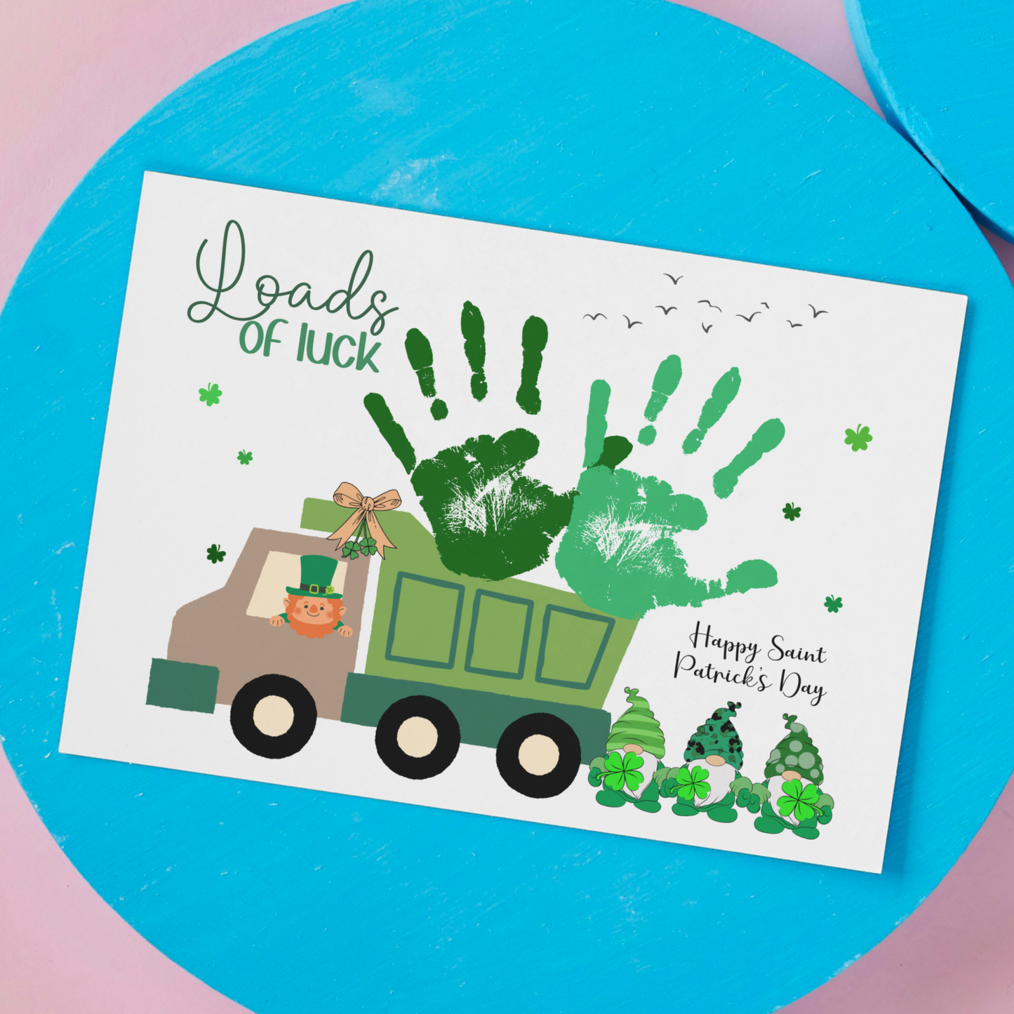 St Patricks Day Leprechaun Gnome Handprint Craft Printable Gift DIY March Art Keepsake for Kids