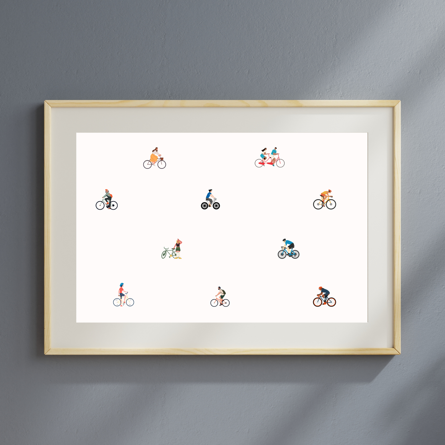 Custom Tiny Bicyclists Print Art Gift for Bike Rider