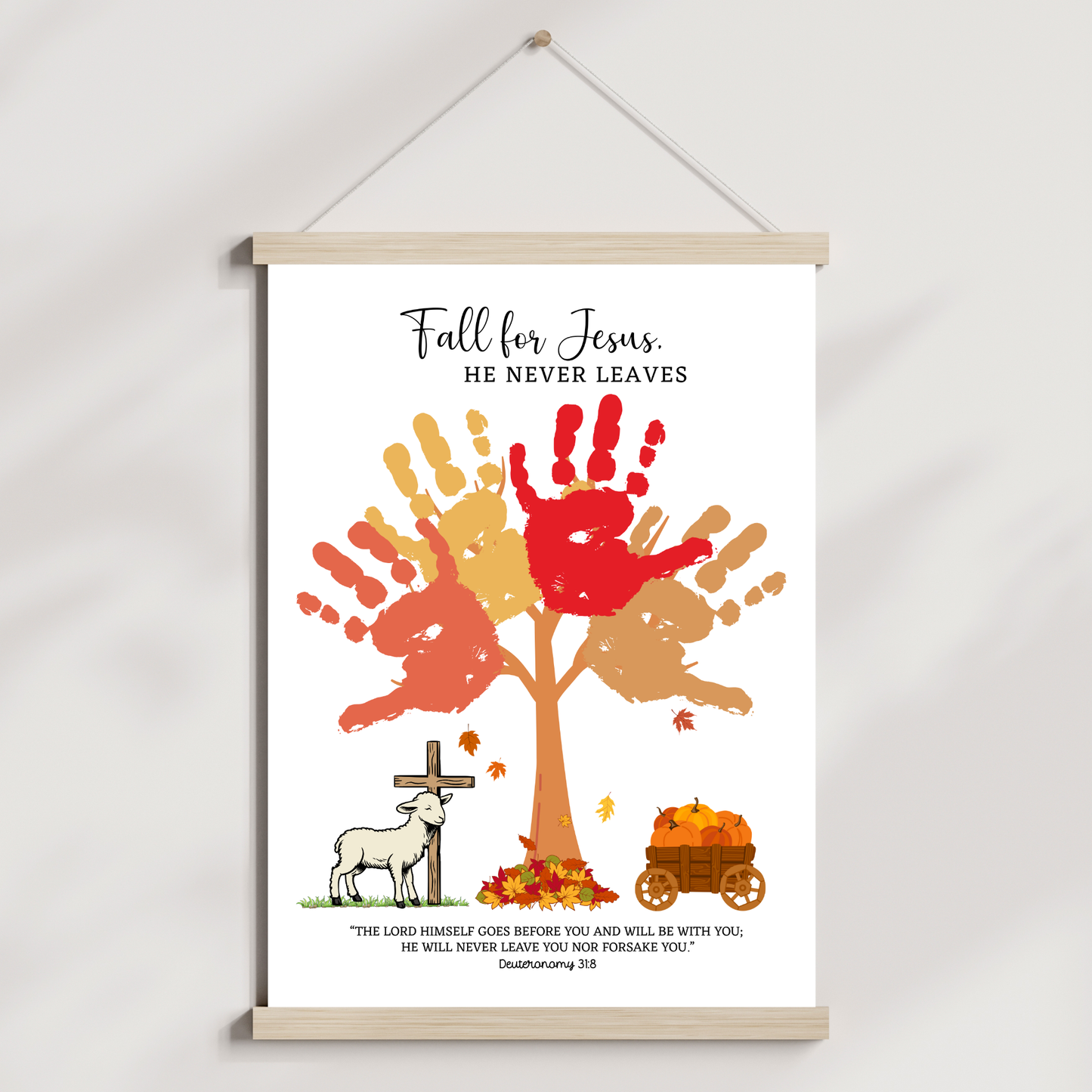 Fall For Jesus Christian Handprint Craft Art Printable for Kids