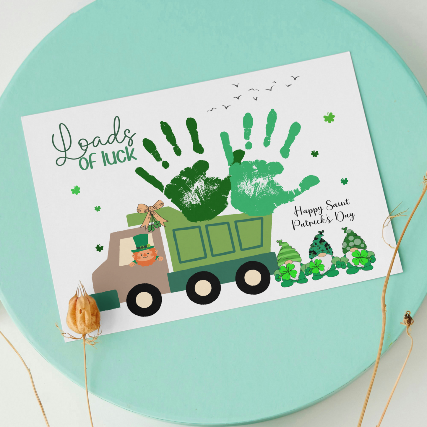 St Patricks Day Leprechaun Gnome Handprint Craft Printable Gift DIY March Art Keepsake for Kids