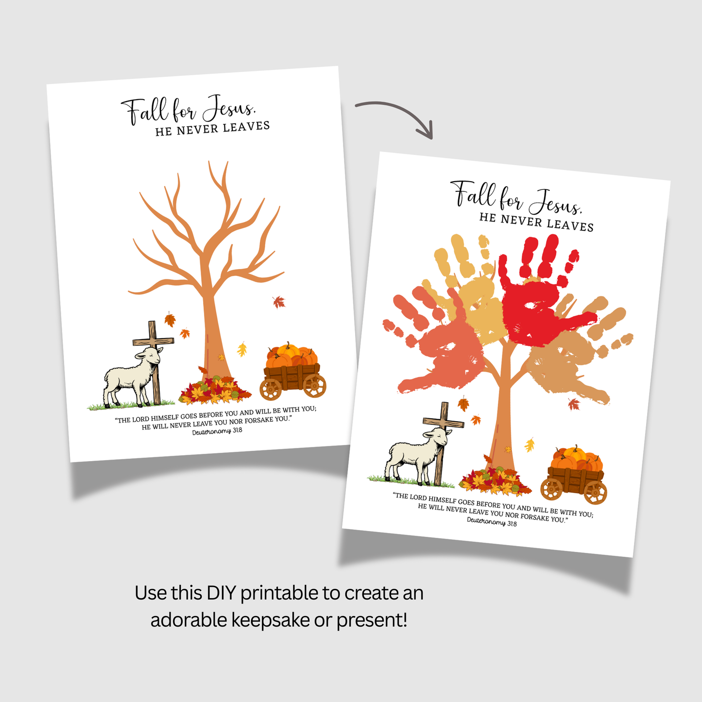Fall For Jesus Christian Handprint Craft Art Printable for Kids