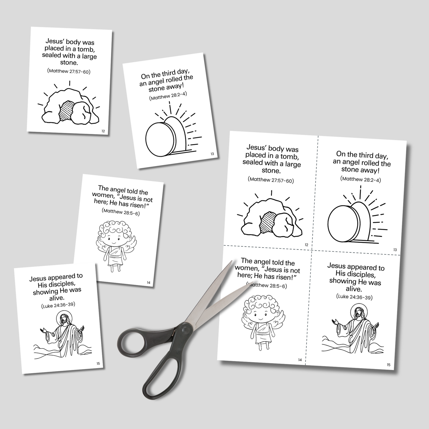 Easter Story Mini Book for Kids Printable, Coloring Bible Lesson Sunday School Craft Religious Christian Activity Holy Week