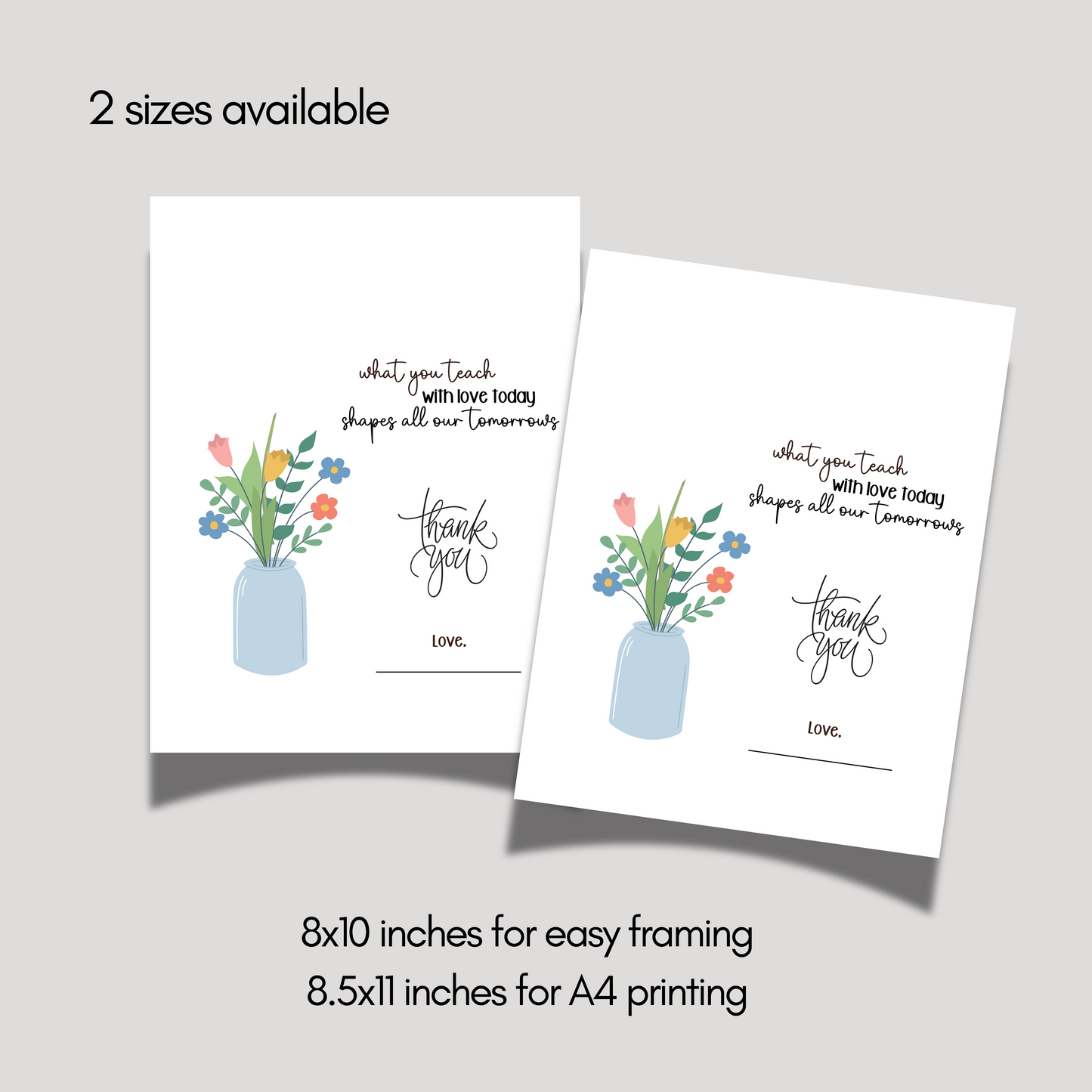 Teacher Appreciation Handprint Craft Kids Printable, DIY Gift Keepsake Flower Art for Pre-K Kindergarten Preschool Children