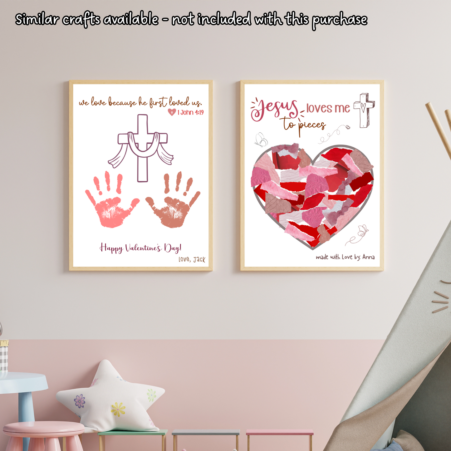 Jesus Loves Me to Pieces Christian Craft Printable, DIY Valentine’s Day Art