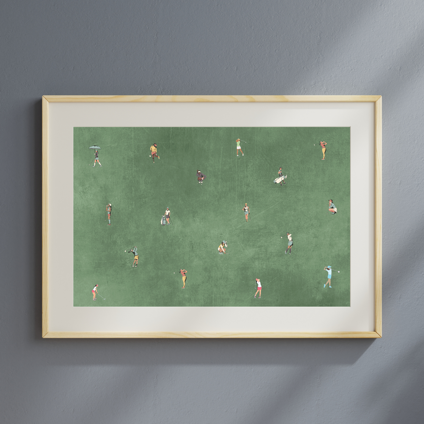Tiny Women Golfers Poster Print Minimalist Wall Art Gift