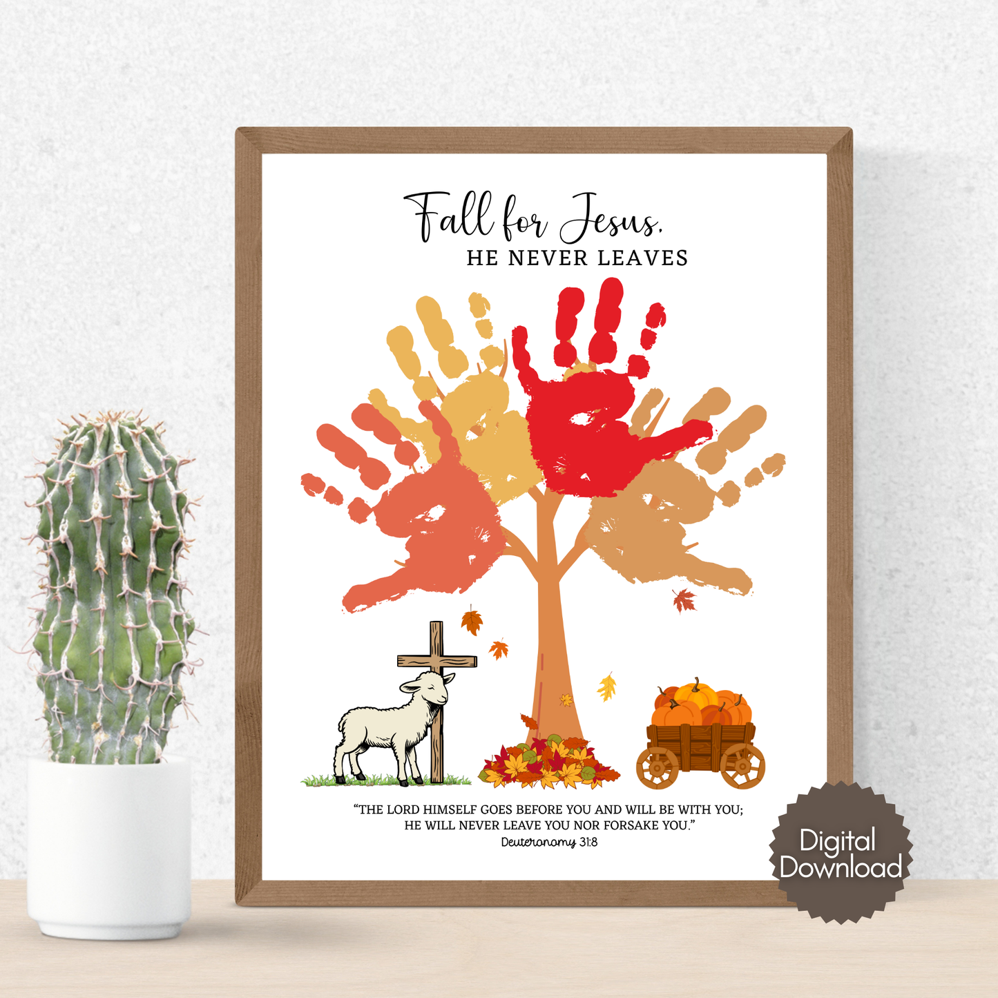 Fall For Jesus Christian Handprint Craft Art Printable for Kids