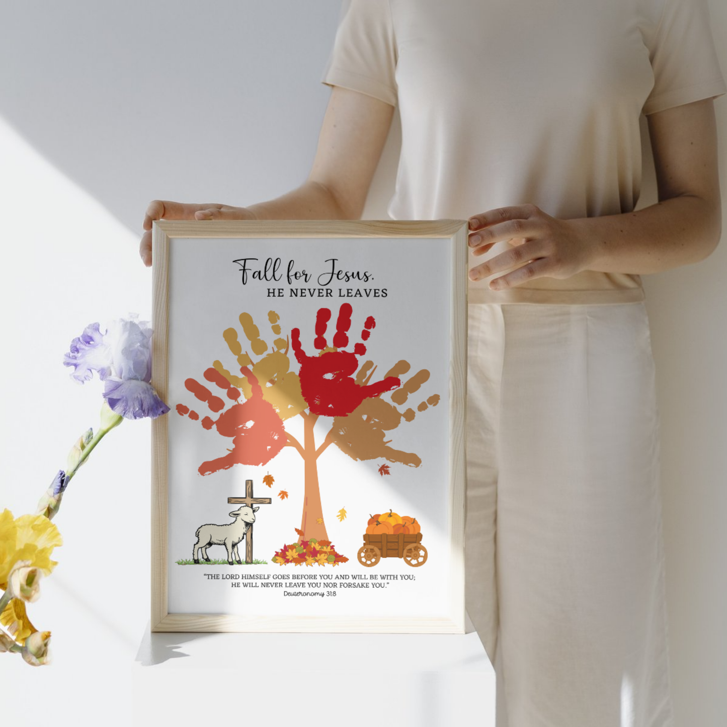 Fall For Jesus Christian Handprint Craft Art Printable for Kids