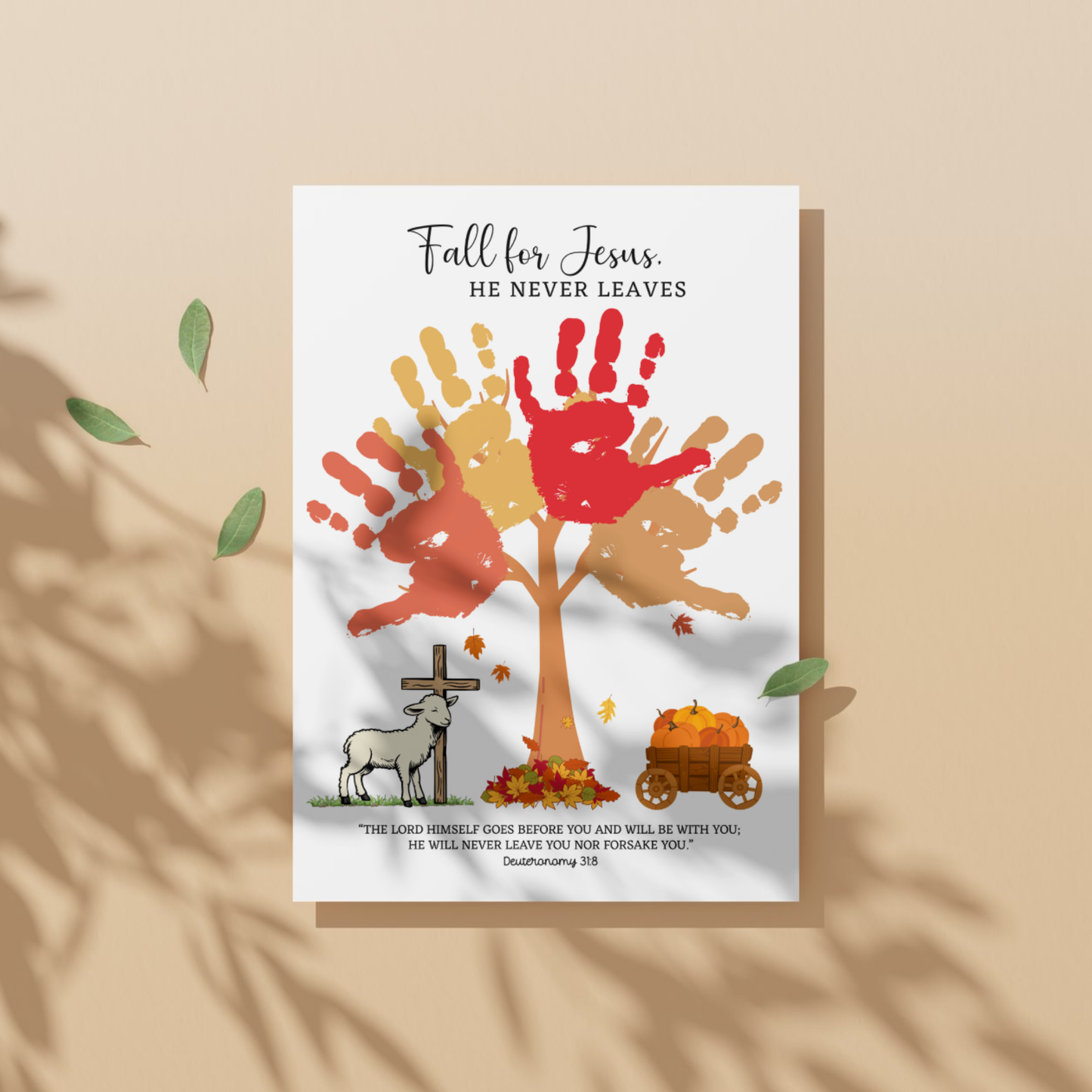 Fall For Jesus Christian Handprint Craft Art Printable for Kids