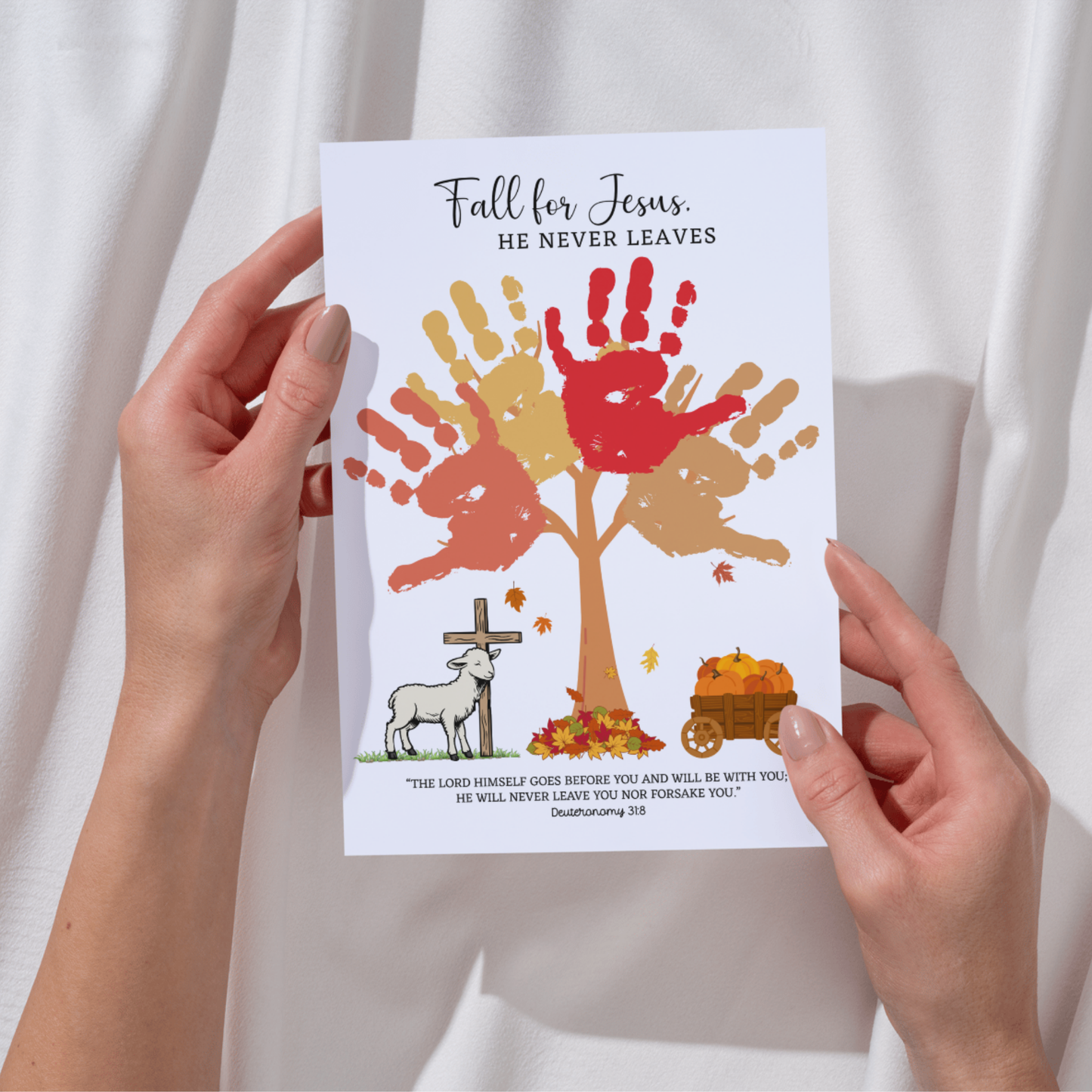 Fall For Jesus Christian Handprint Craft Art Printable for Kids