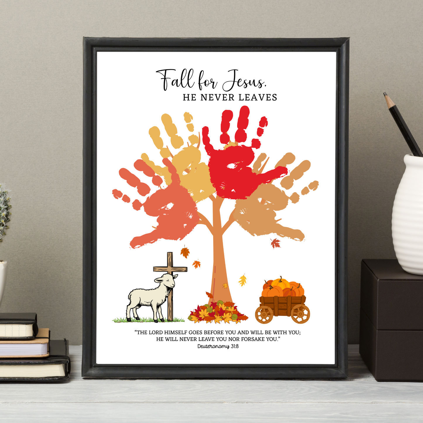 Fall For Jesus Christian Handprint Craft Art Printable for Kids
