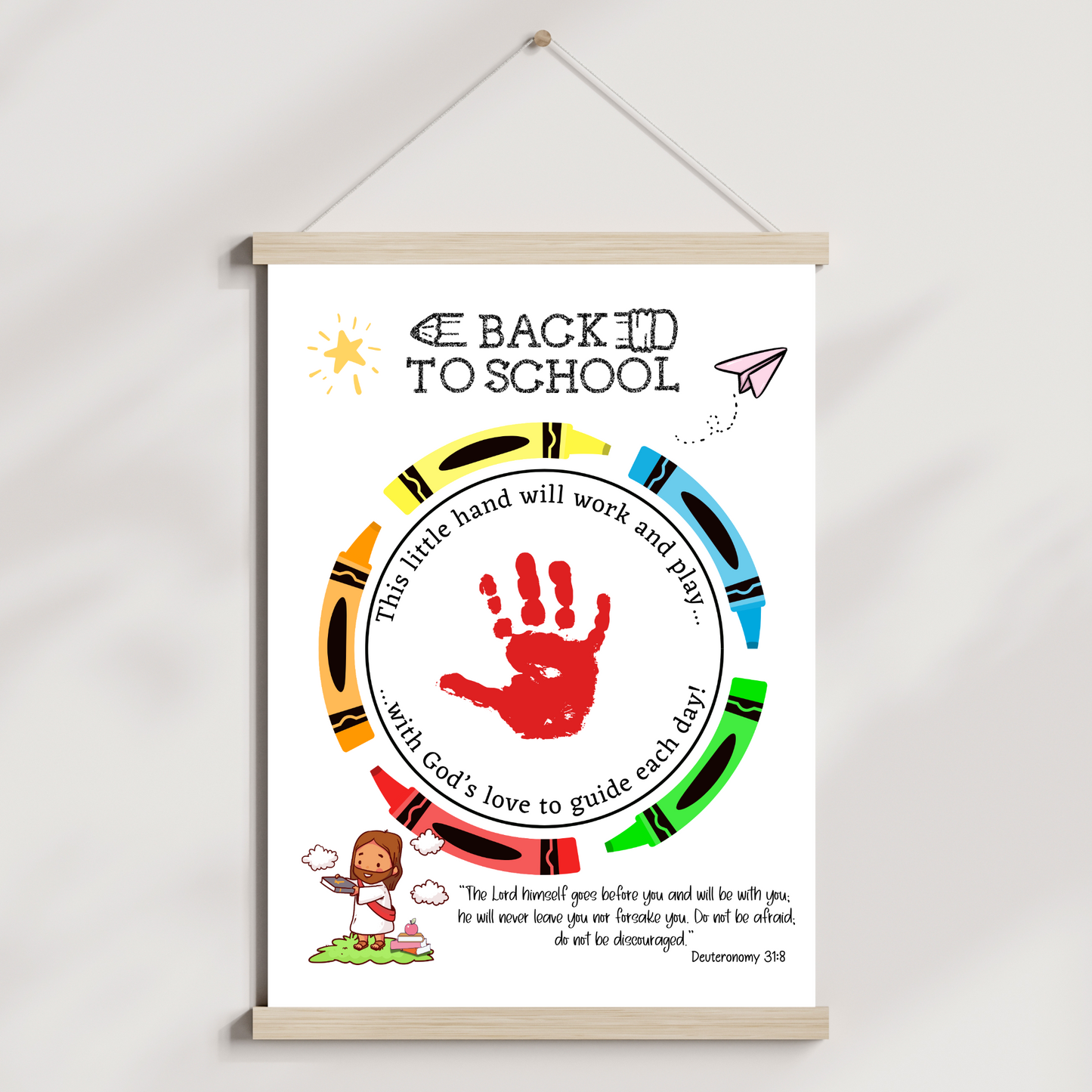 First Day of School Christian Handprint Craft Printable Art for Kids