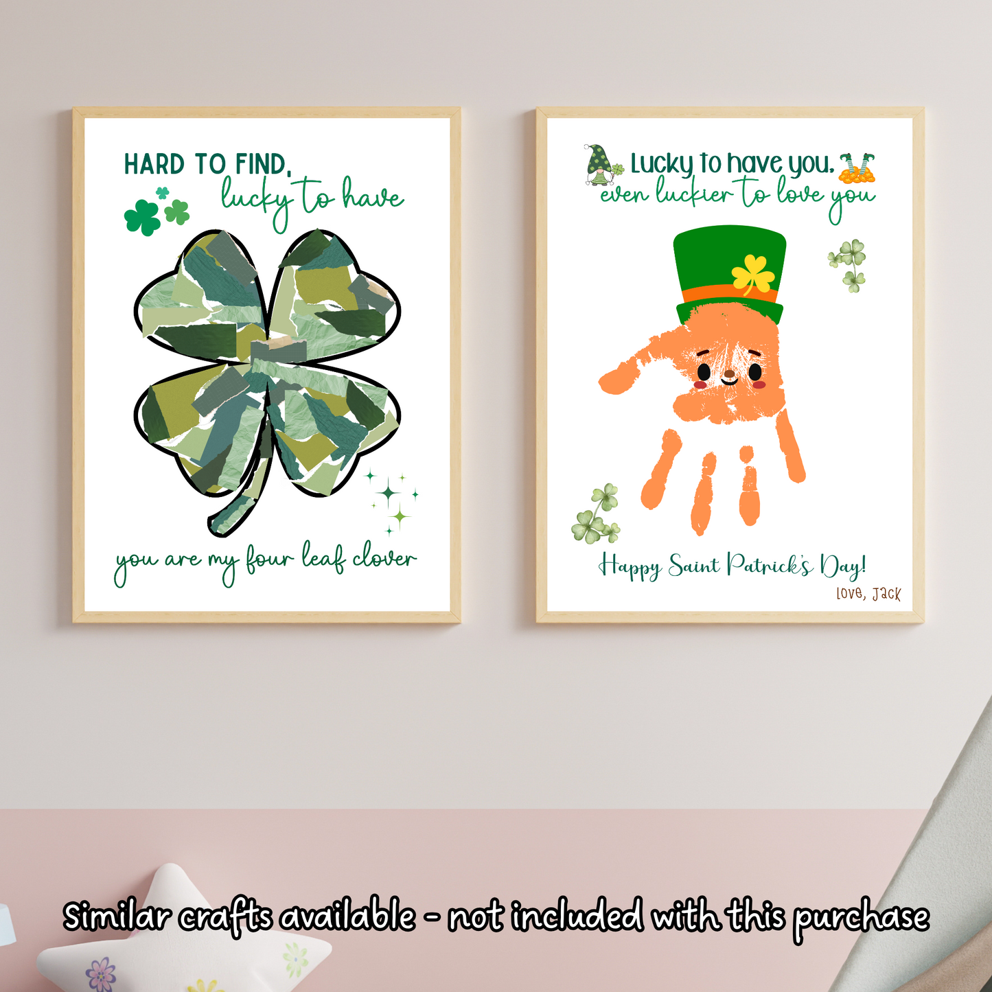 St Patricks Day Clover Handprint Craft Printable Gift DIY March Shamrock Art Keepsake for Kids