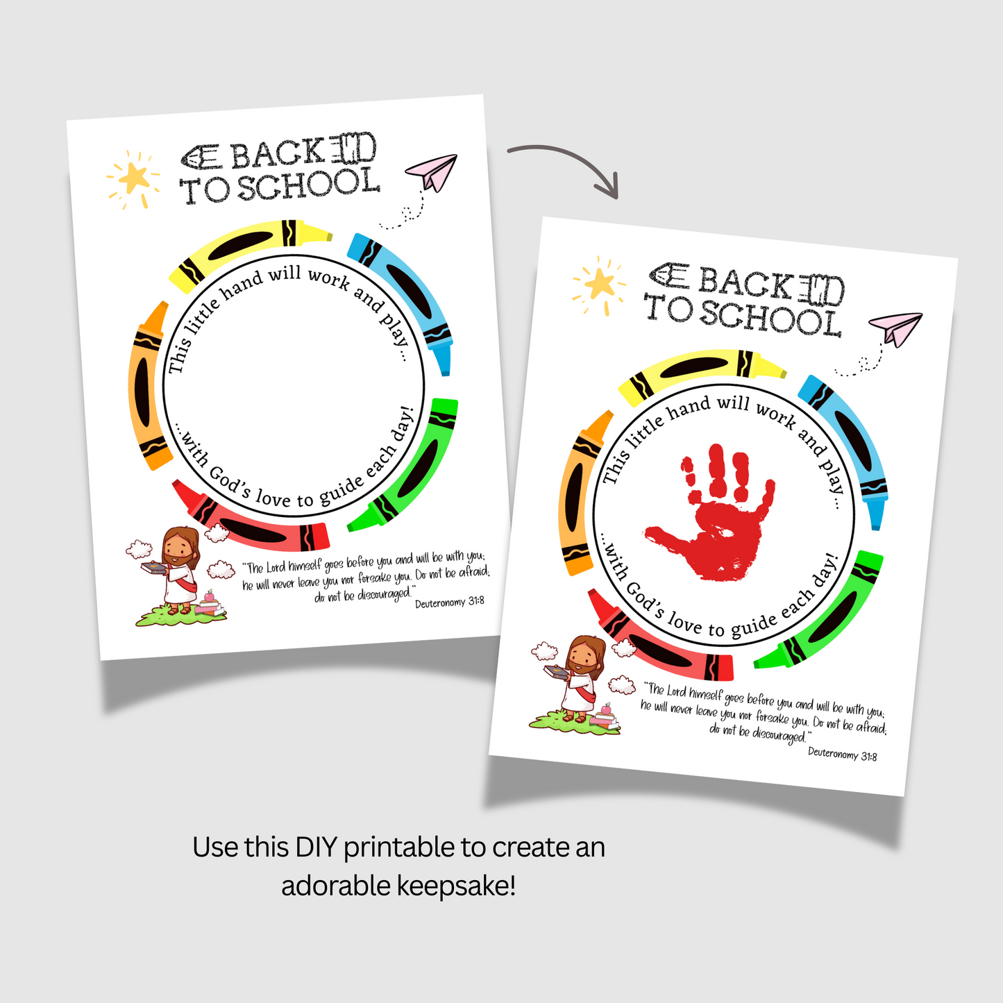 First Day of School Christian Handprint Craft Printable Art for Kids