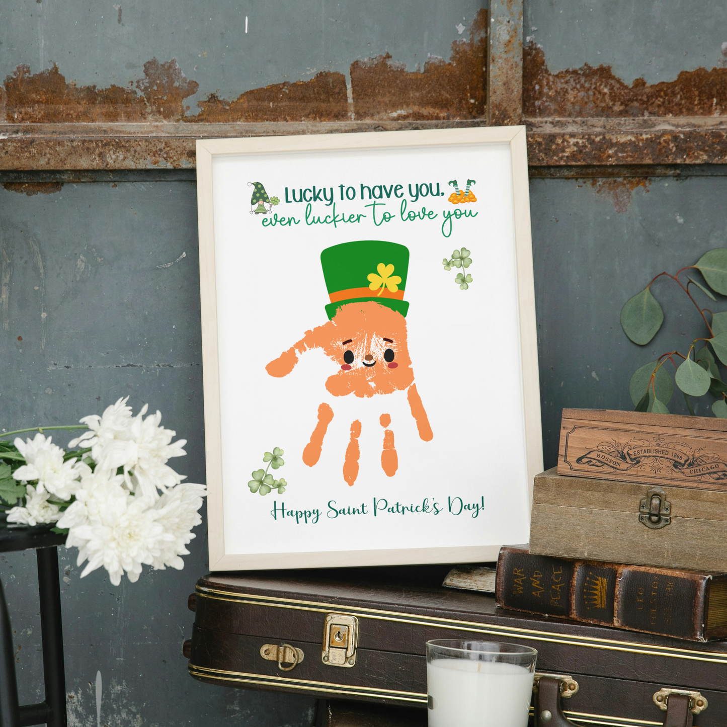 St Patricks Day Handprint Footprint Crafts Printable, DIY March Gift Art Keepsakes for Kids Preschool Daycare Activity
