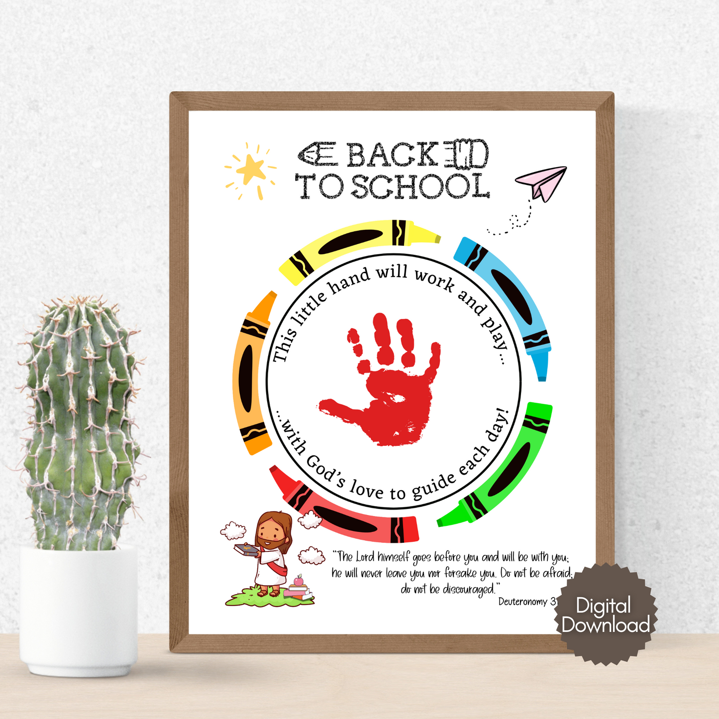 First Day of School Christian Handprint Craft Printable Art for Kids