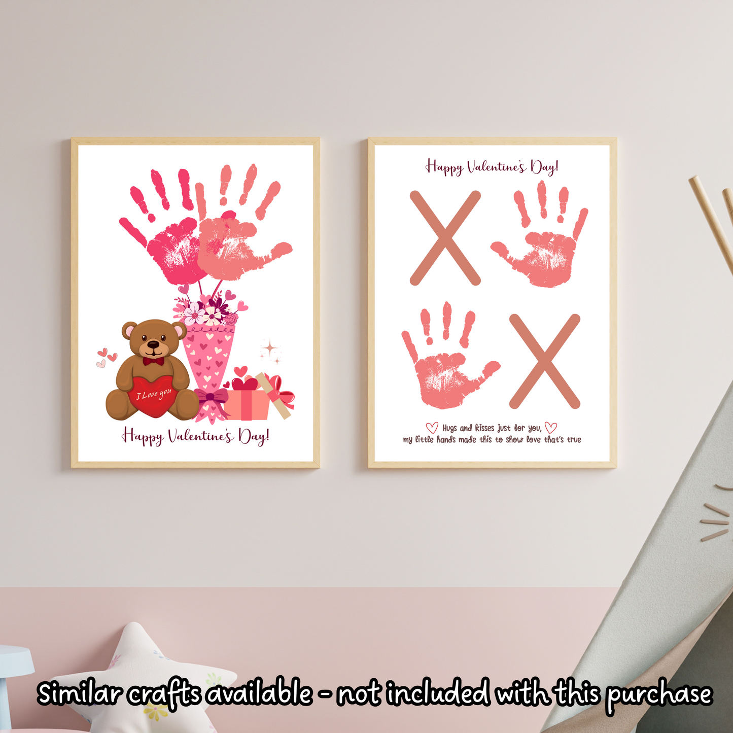 Valentines Day Handprint Holiday Crafts Printable DIY Candy Art for Kids