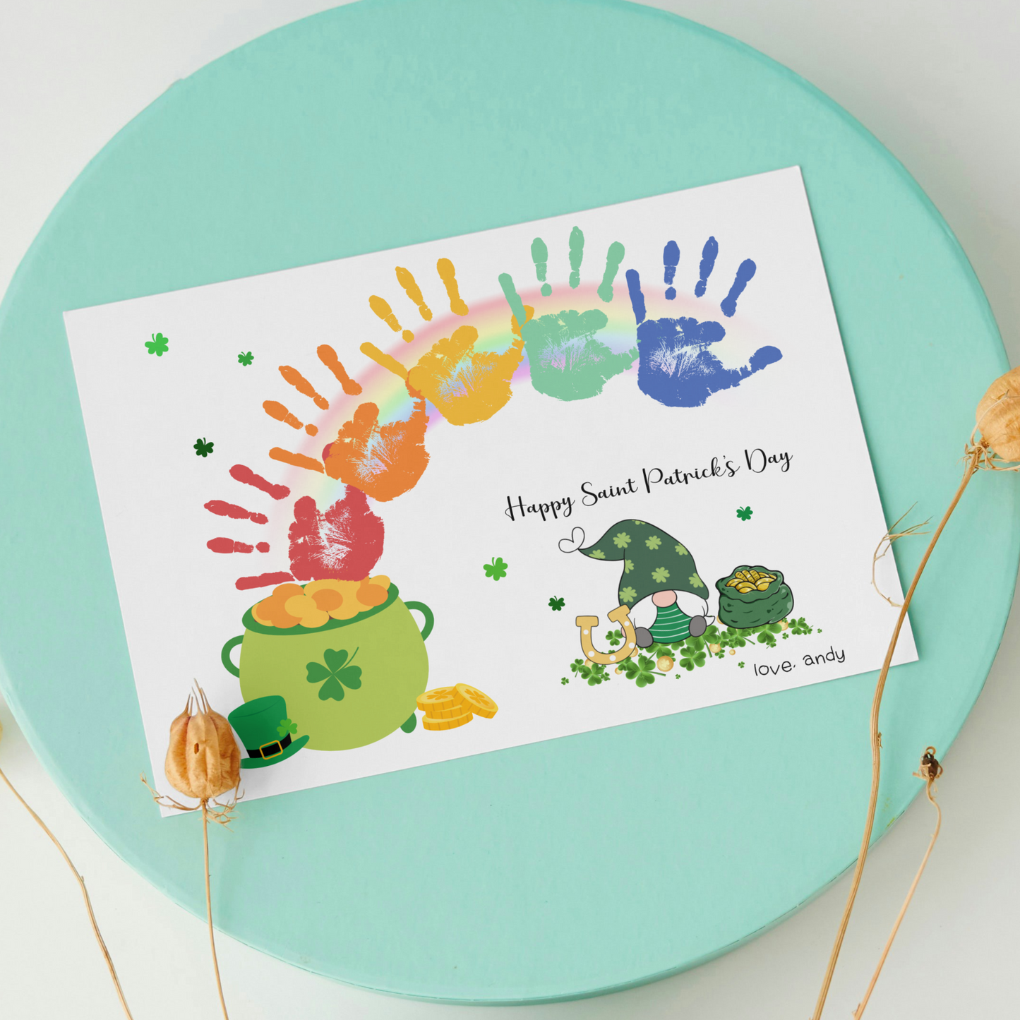 St Patricks Day Handprint Footprint Crafts Printable, DIY March Gift Art Keepsakes for Kids Preschool Daycare Activity