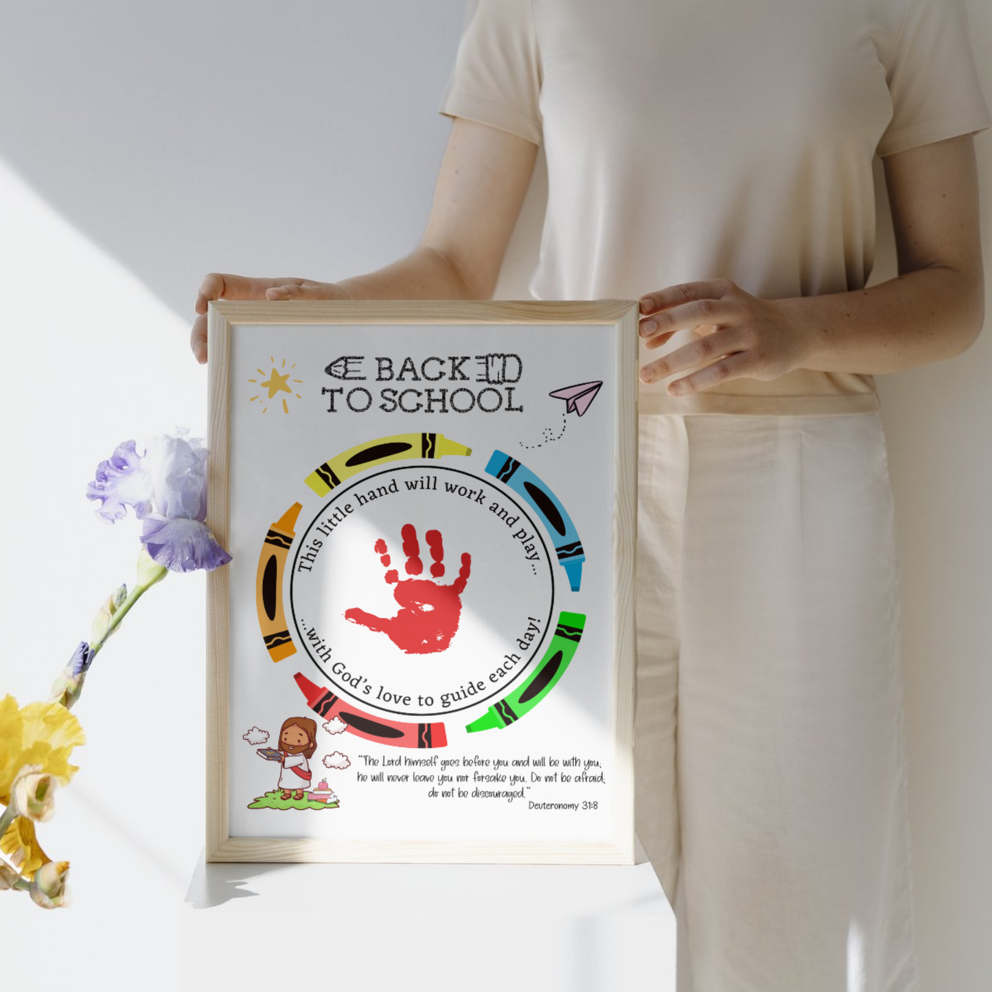 First Day of School Christian Handprint Craft Printable Art for Kids