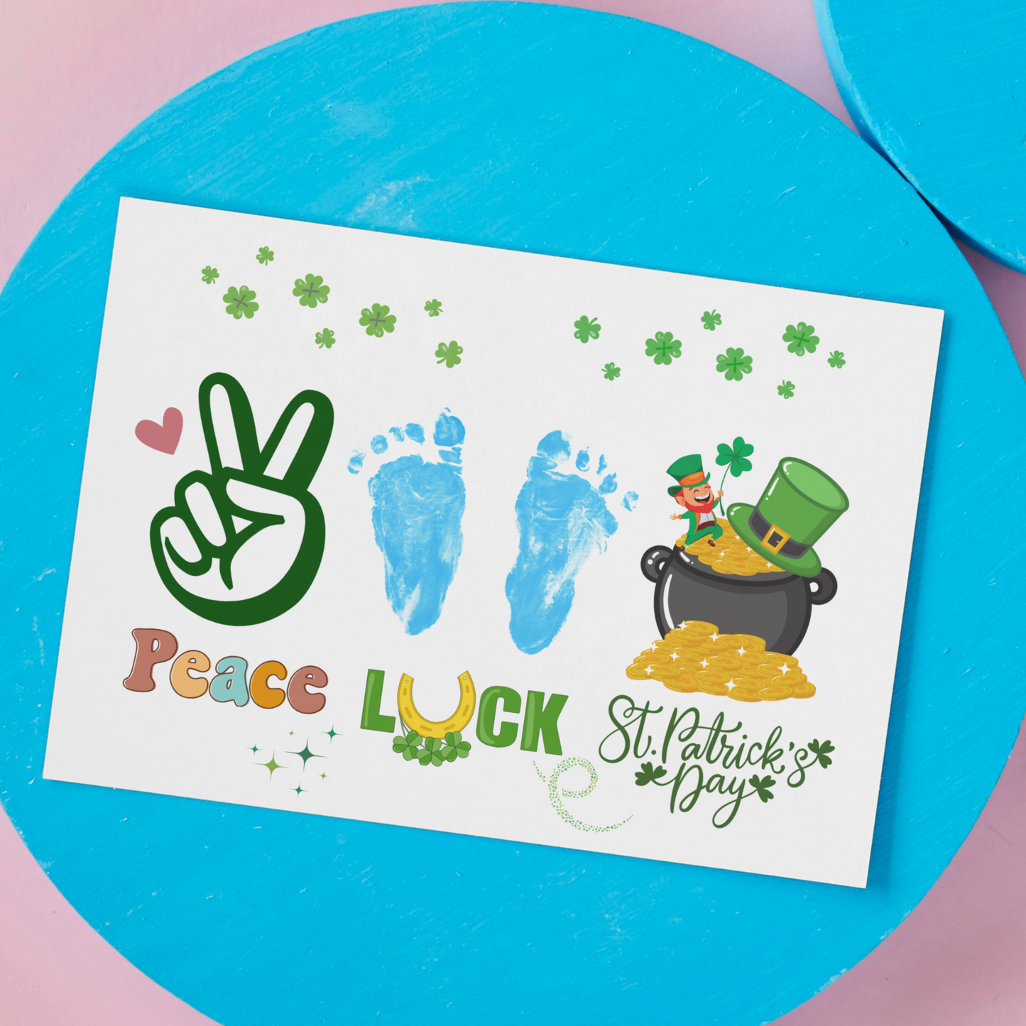 St Patricks Day Handprint Footprint Crafts Printable, DIY March Gift Art Keepsakes for Kids Preschool Daycare Activity