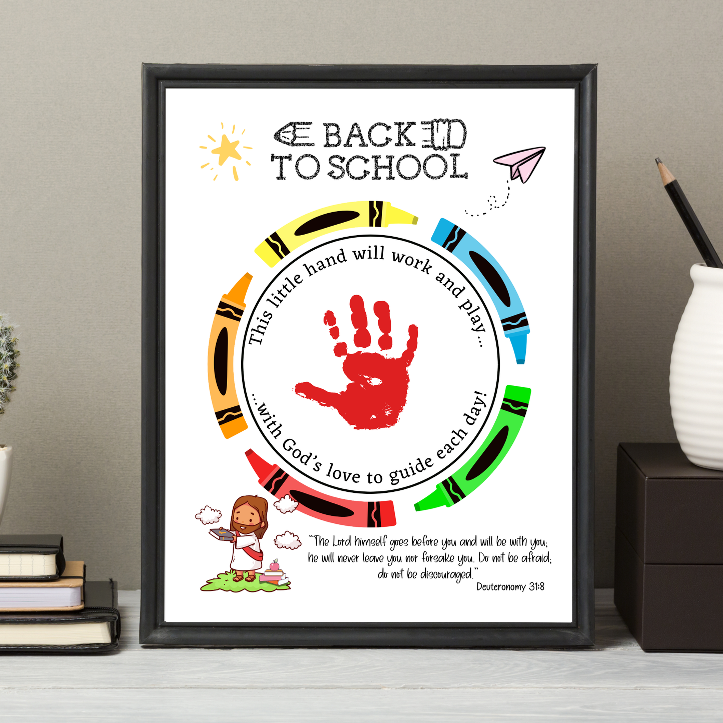 First Day of School Christian Handprint Craft Printable Art for Kids