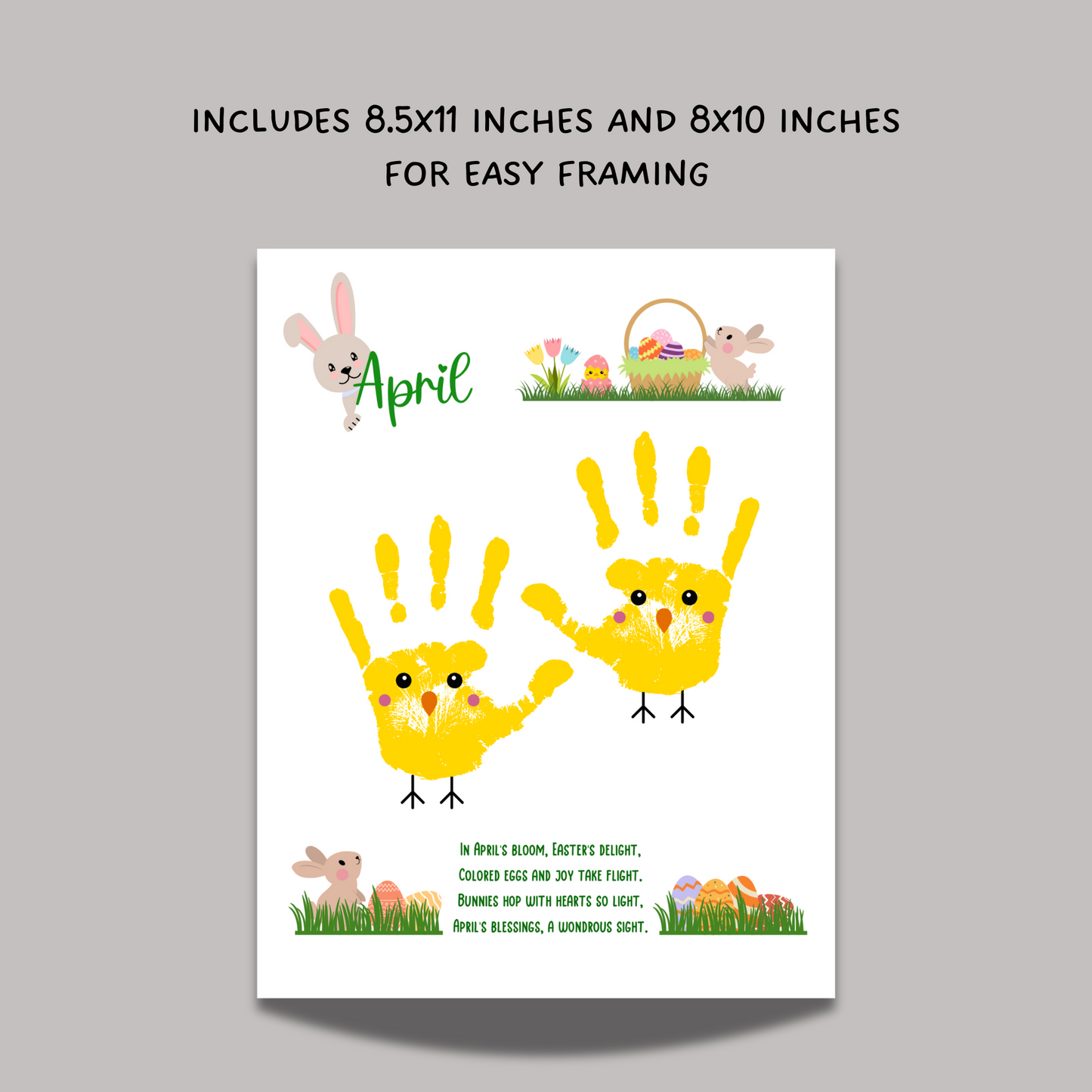 April Handprint Footprint Crafts Printable, DIY Easter Art for Kids