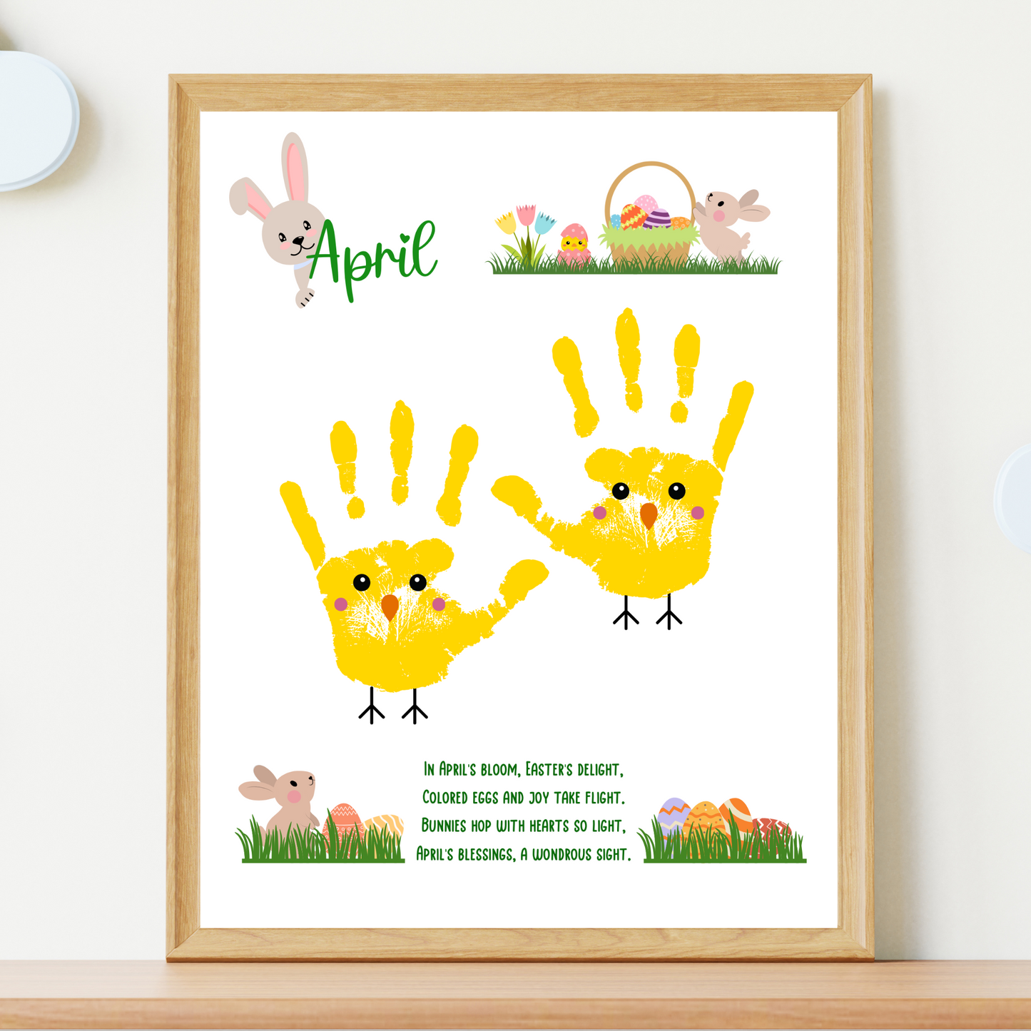 April Handprint Footprint Crafts Printable, DIY Easter Art for Kids