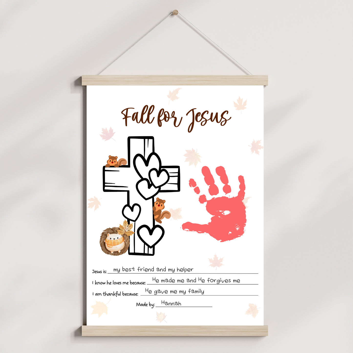 Fall for Jesus Christian Handprint Craft Printable for Kids