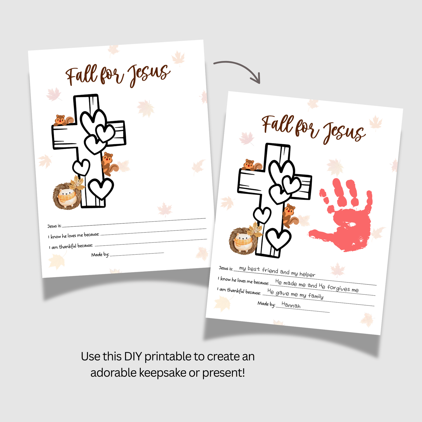 Fall for Jesus Christian Handprint Craft Printable for Kids