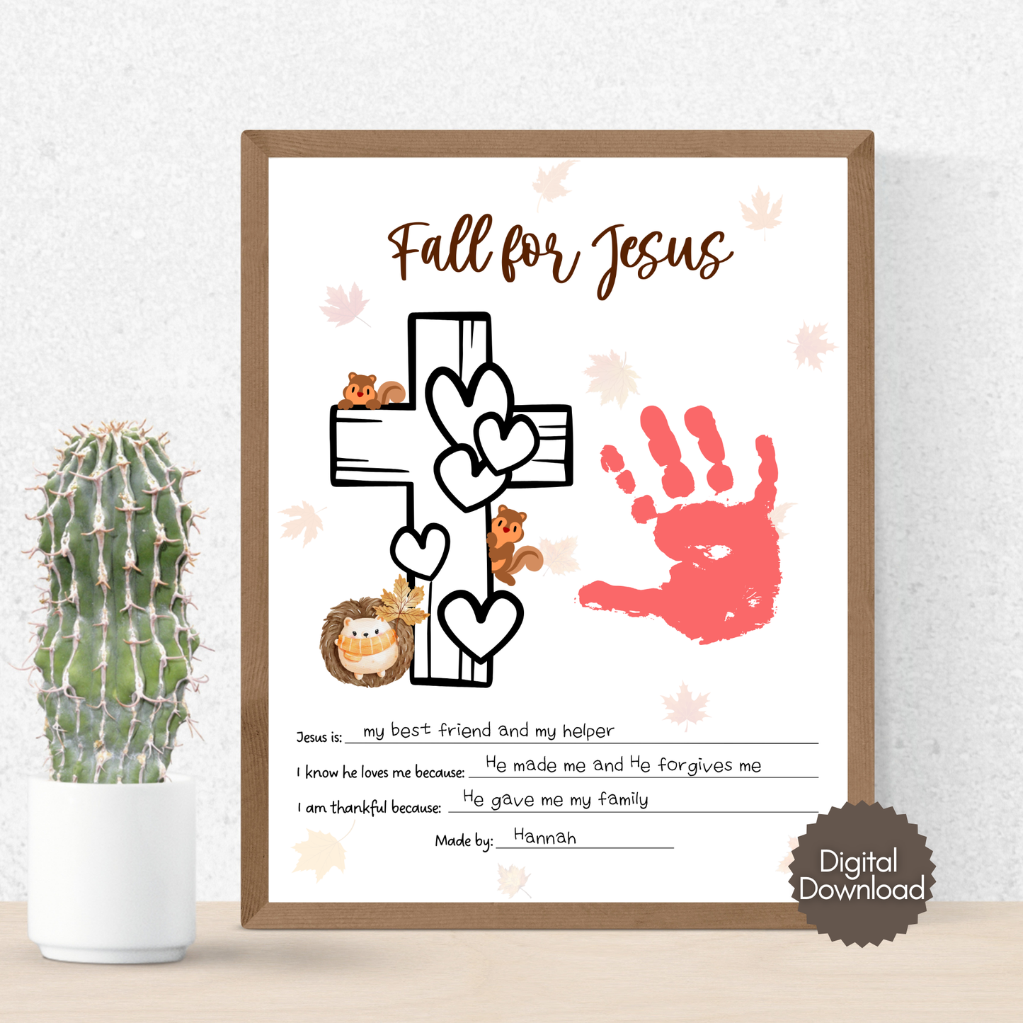 Fall for Jesus Christian Handprint Craft Printable for Kids