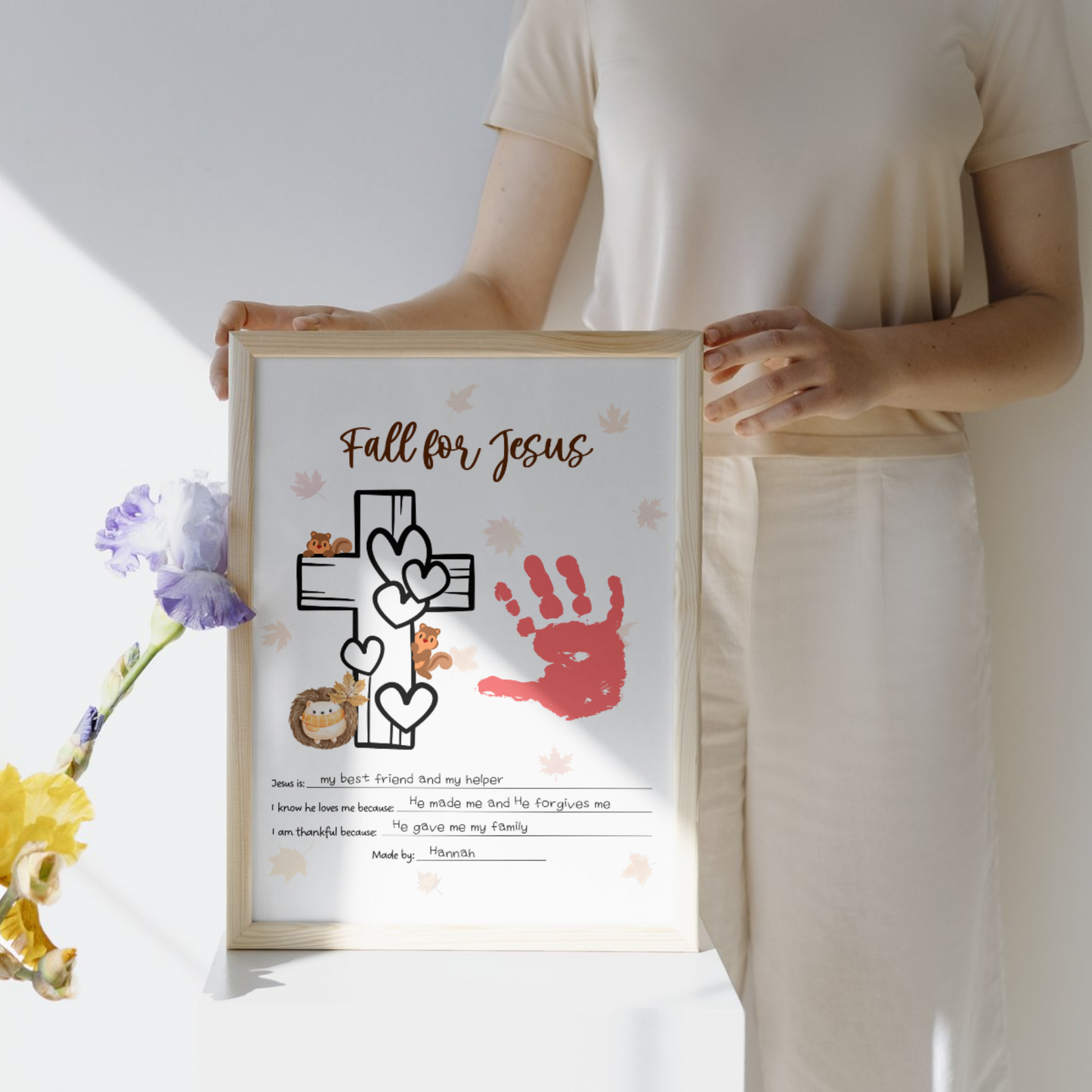 Fall for Jesus Christian Handprint Craft Printable for Kids