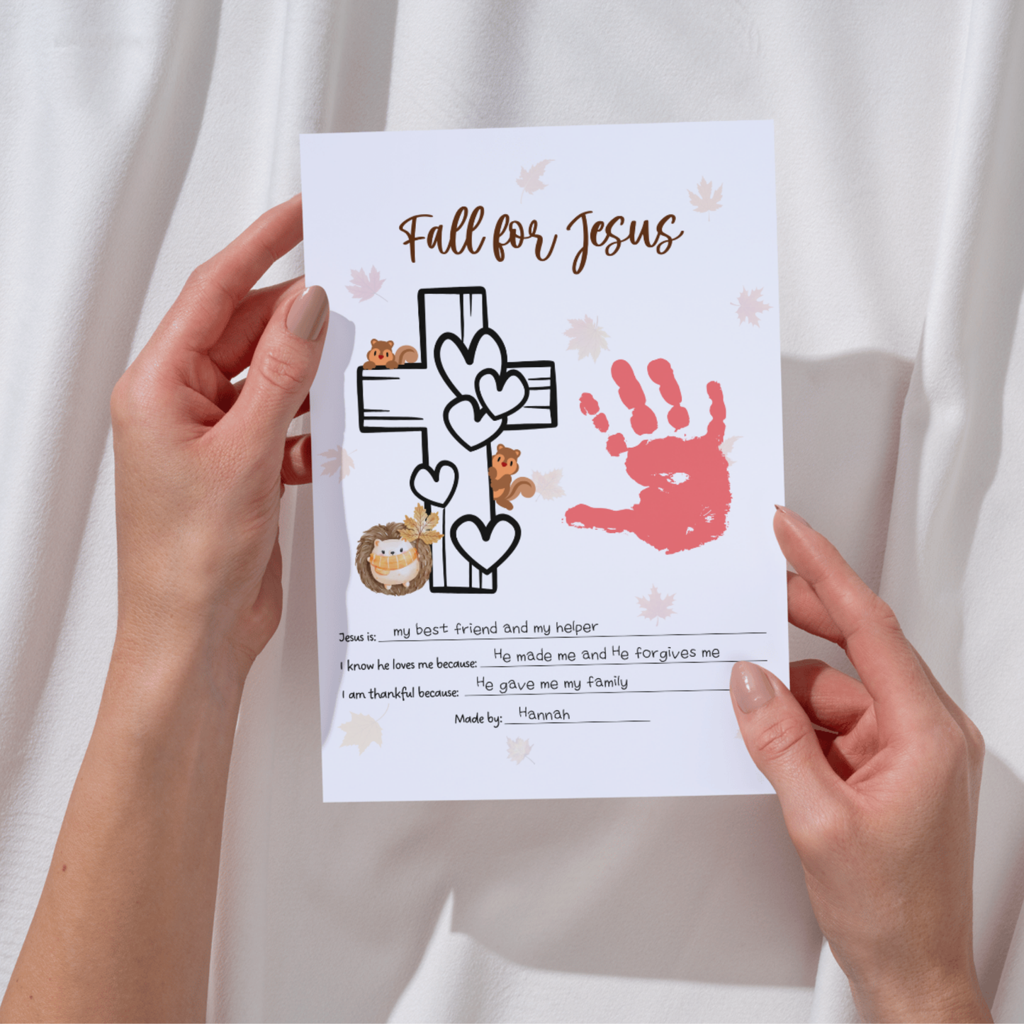 Fall for Jesus Christian Handprint Craft Printable for Kids