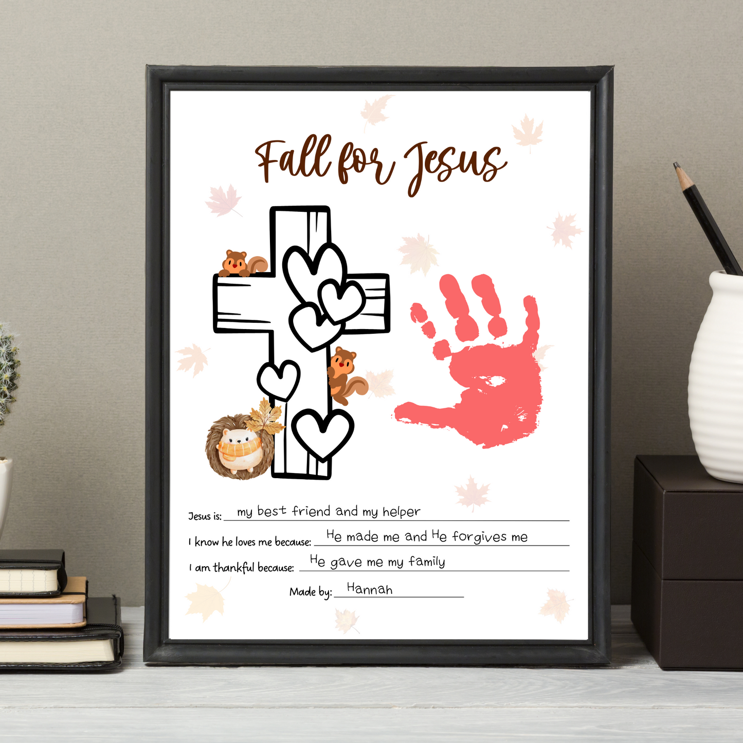 Fall for Jesus Christian Handprint Craft Printable for Kids