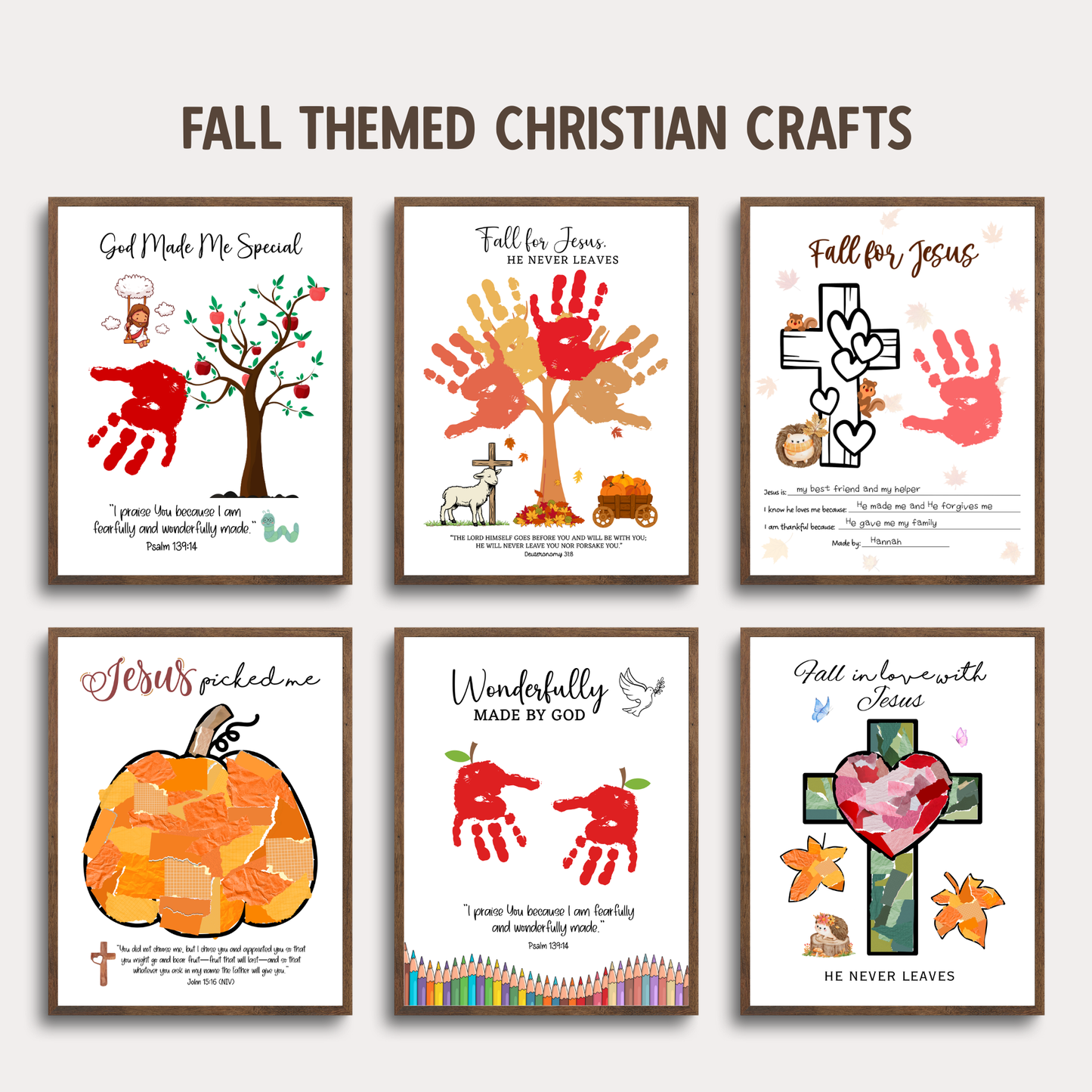 Fall Bible Handprint Crafts Printable for Kids Christian DIY Art