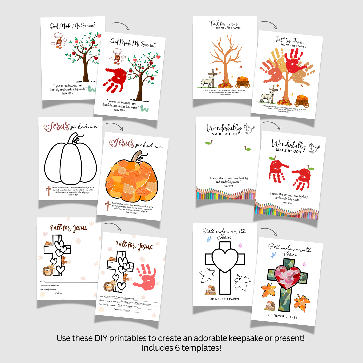 Fall Bible Handprint Crafts Printable for Kids Christian DIY Art