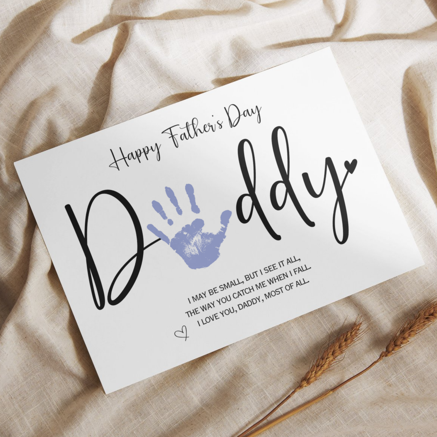 Happy Father's Day Daddy Handprint Craft Printable, DIY Art Gift for Dad Keepsake