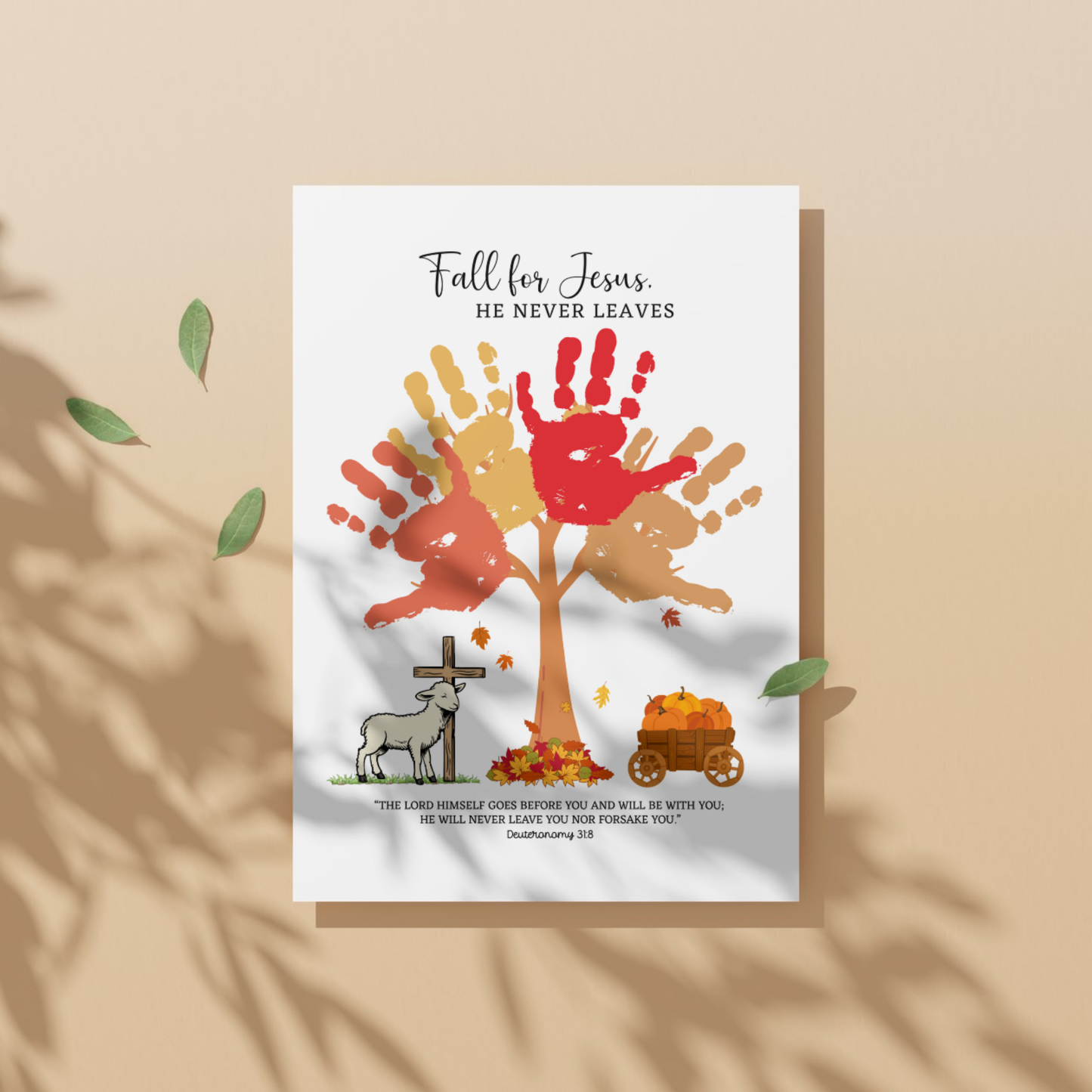 Fall Bible Handprint Crafts Printable for Kids Christian DIY Art