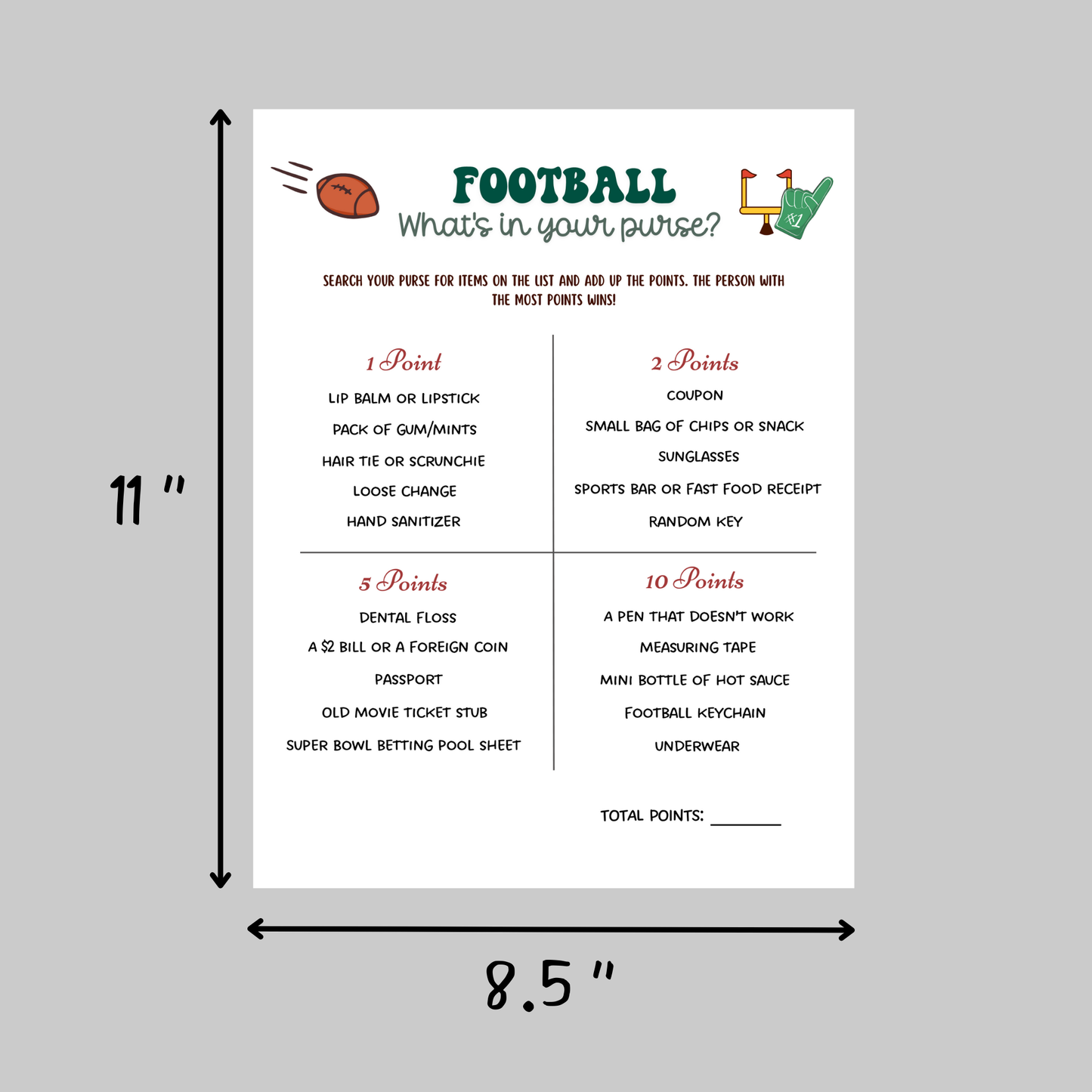 Football Party Games, 2025 The Big Game Super Sunday Activity for Kids & Adults, Tailgate Family Group Fantasy Activities Digital Download