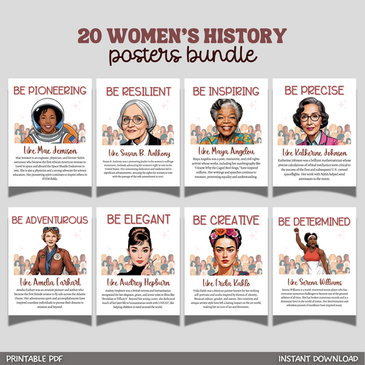 Women's History Month Posters Printable, Historical Figures Bulletin Board Display