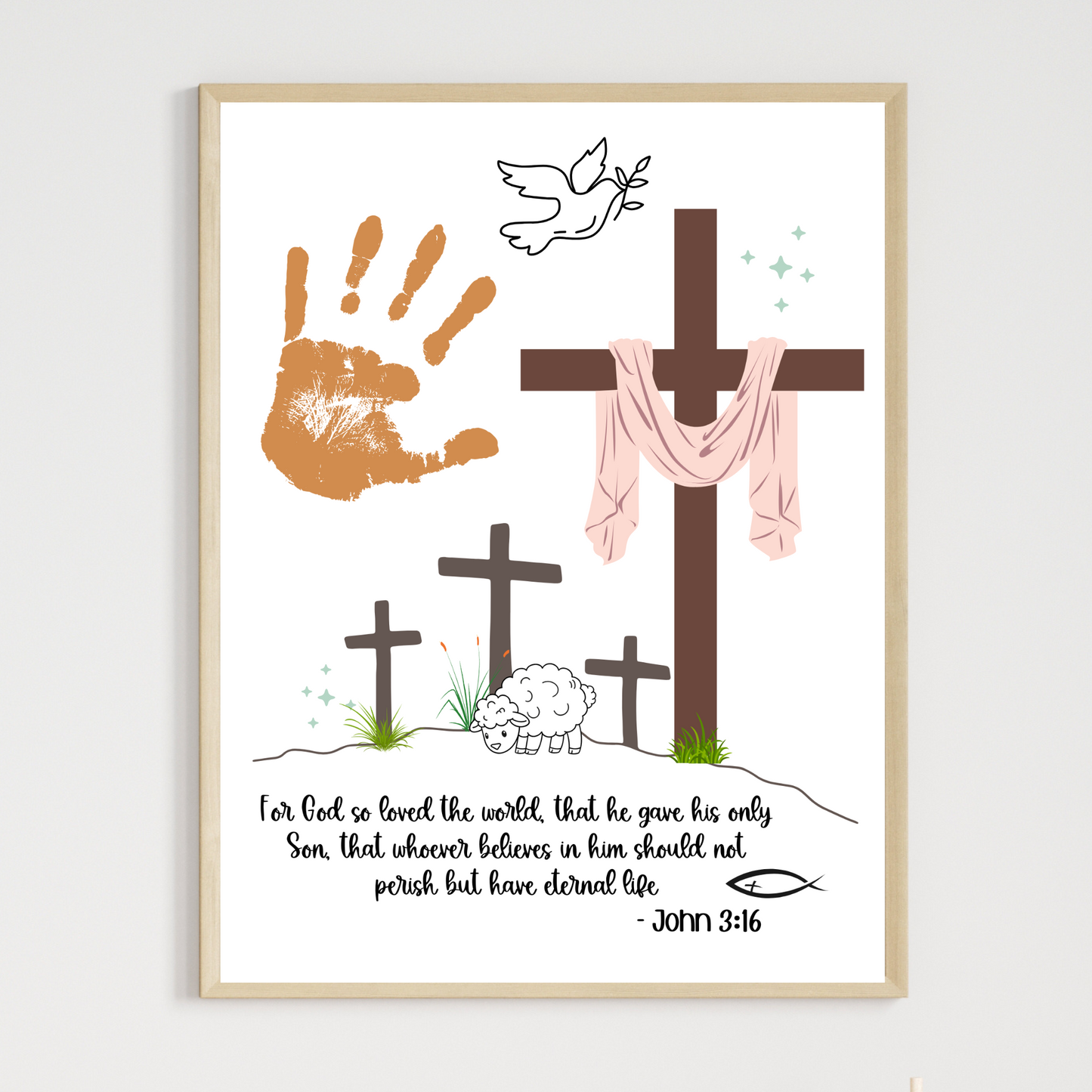 Christian Easter Handprint Craft Printable, Religious DIY Art for Kids Sunday School Activity