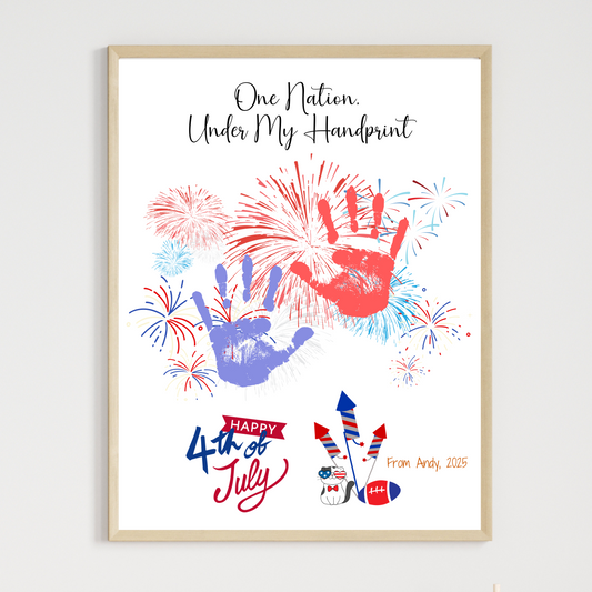 Fourth of July Fireworks Handprint Craft Printable, DIY Art Keepsake for Kids